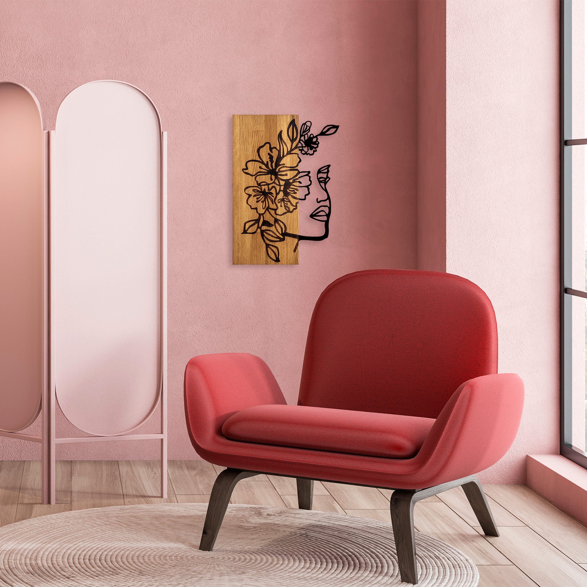 Acessório de parede – 41 x 58 cm – nogueira e preto – madeira e metal