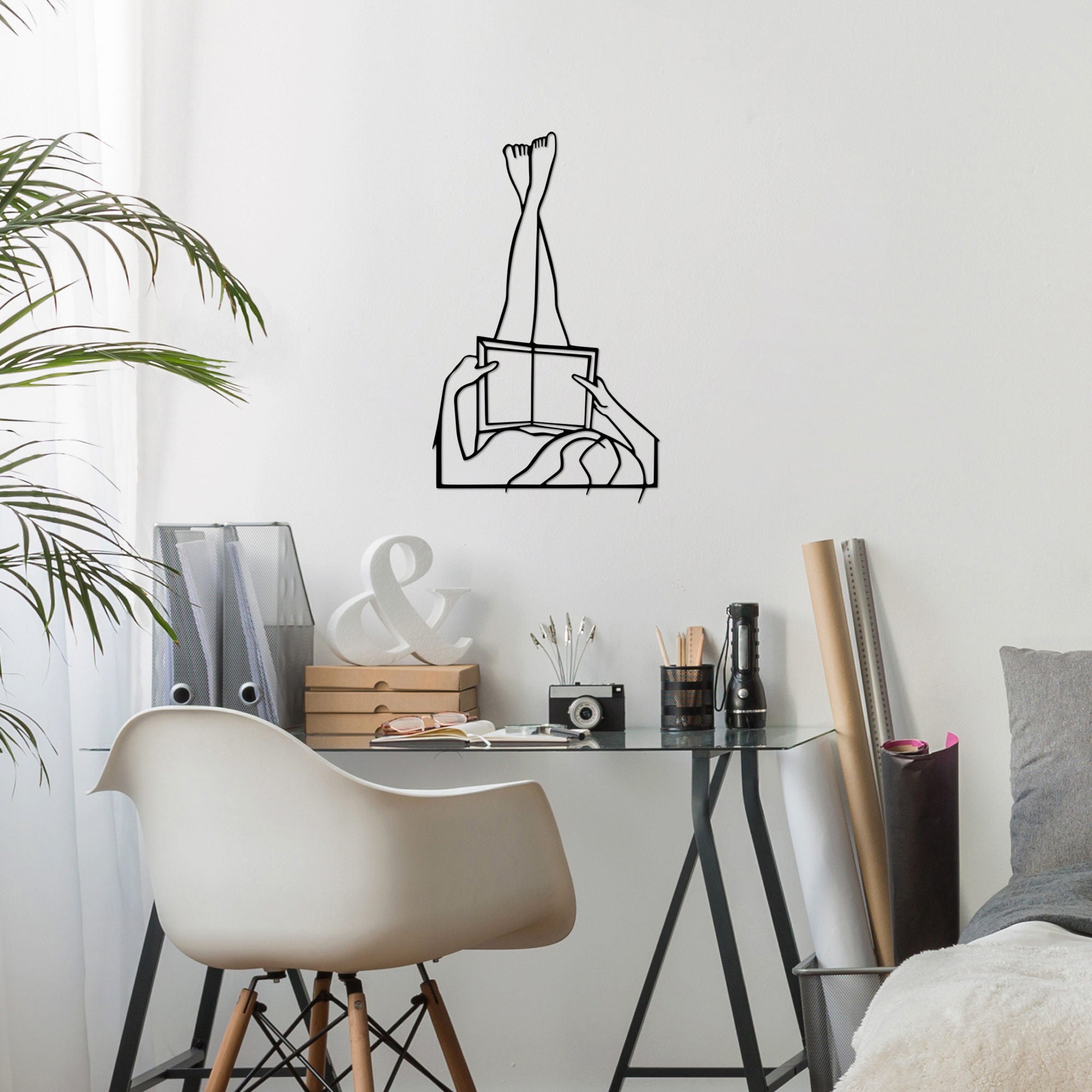 Acessório de parede decorativo de metal preto elegante, 42 x 69 cm | 100% metal, 1,5 mm de espessura | Perfeito para decoração moderna e arte de parede exclusiva