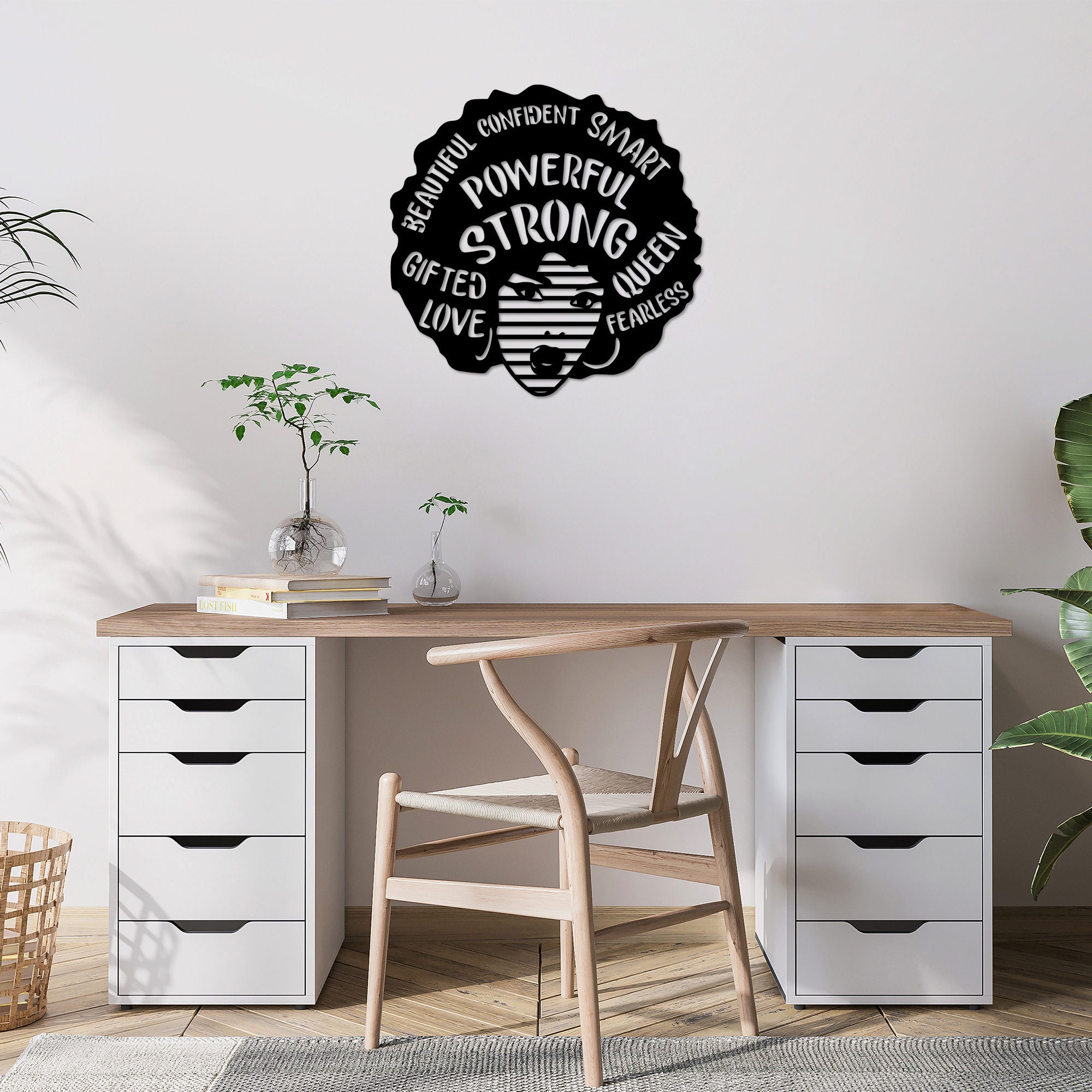 Acessório de parede decorativo de metal preto elegante, 70 x 70 cm | 100% metal, 1,5 mm de espessura | Perfeito para decoração moderna e arte de parede exclusiva