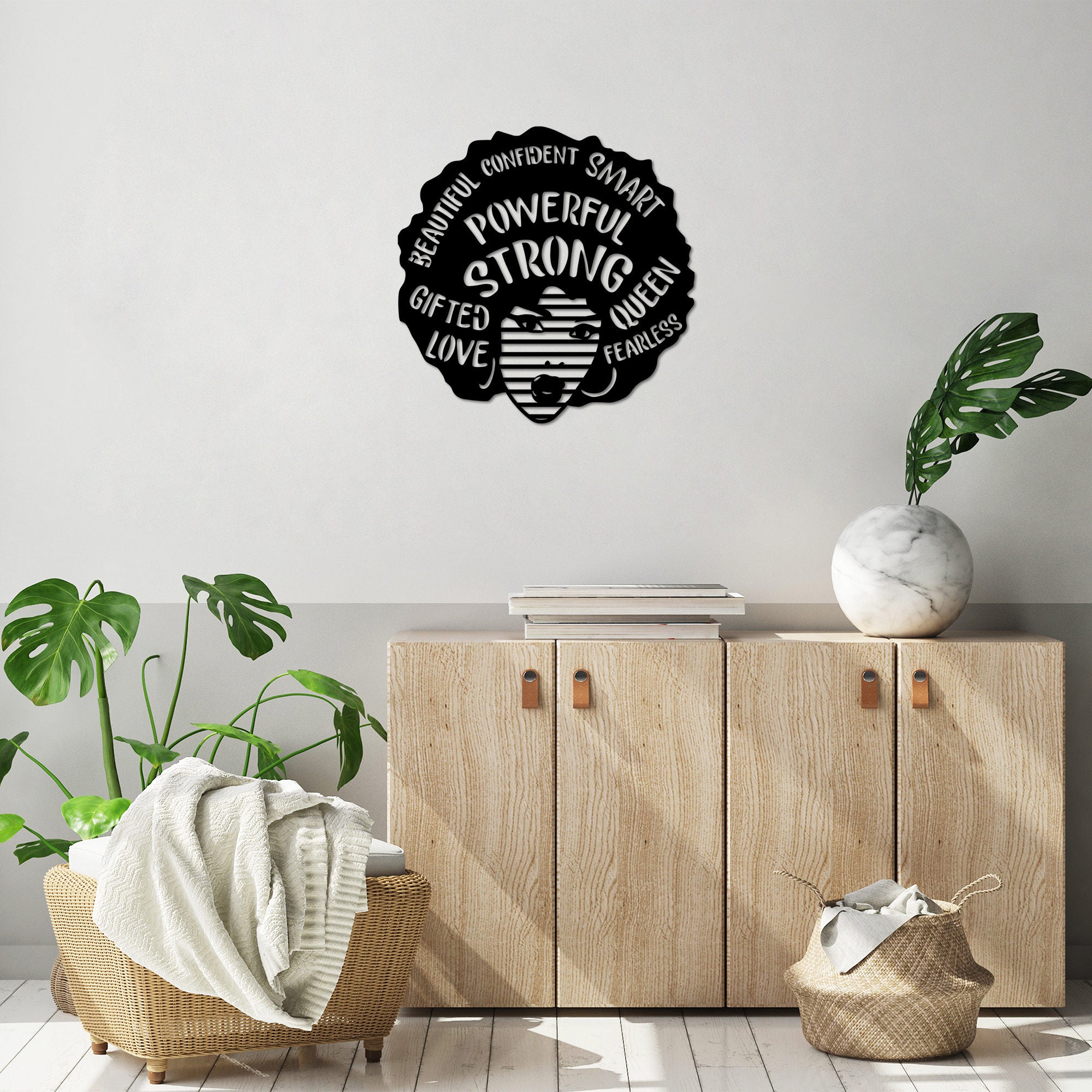 Acessório de parede decorativo de metal preto elegante, 70 x 70 cm | 100% metal, 1,5 mm de espessura | Perfeito para decoração moderna e arte de parede exclusiva