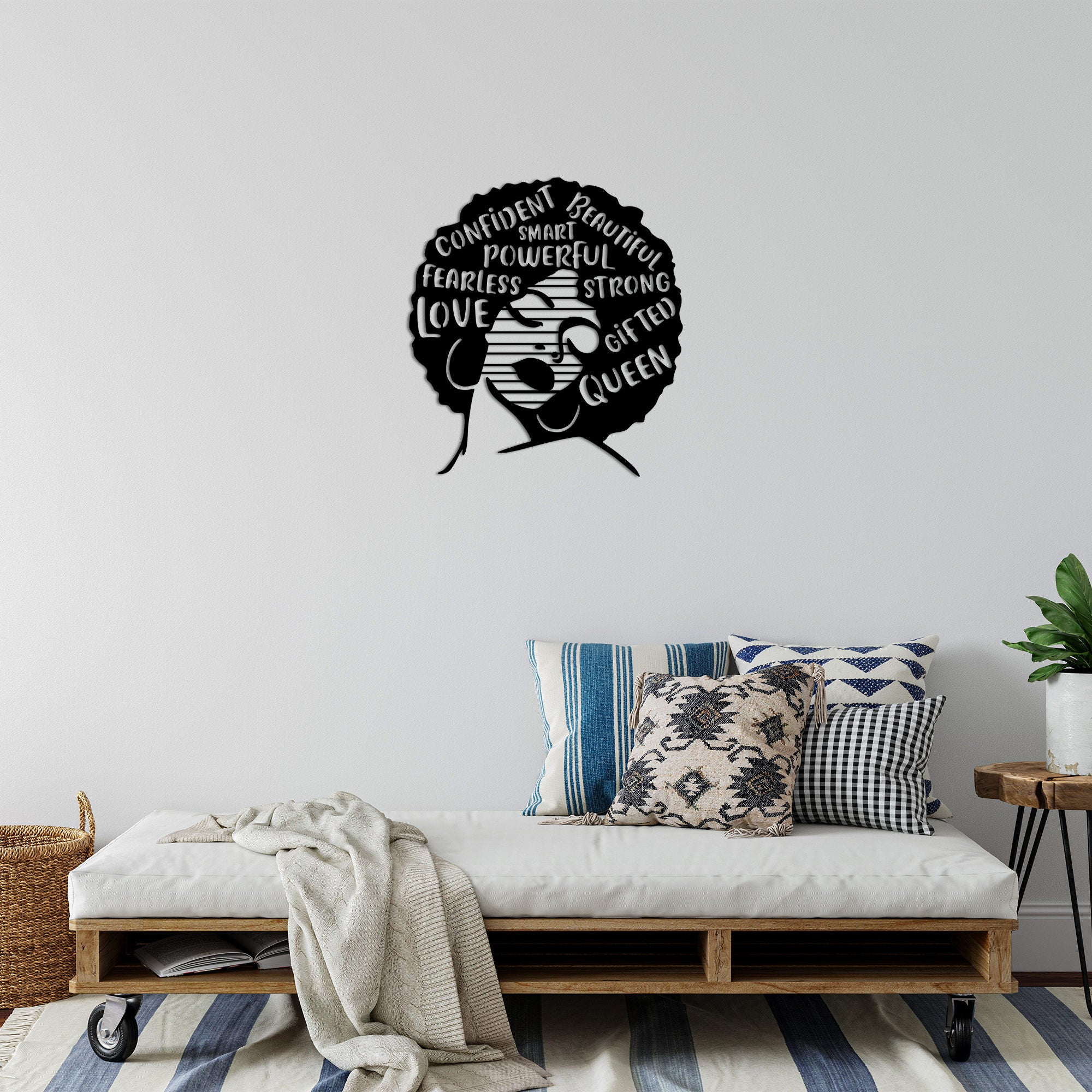 Acessório de parede decorativo de metal preto elegante, 64 x 70 cm | 100% metal, 1,5 mm de espessura | Perfeito para decoração moderna e arte de parede exclusiva