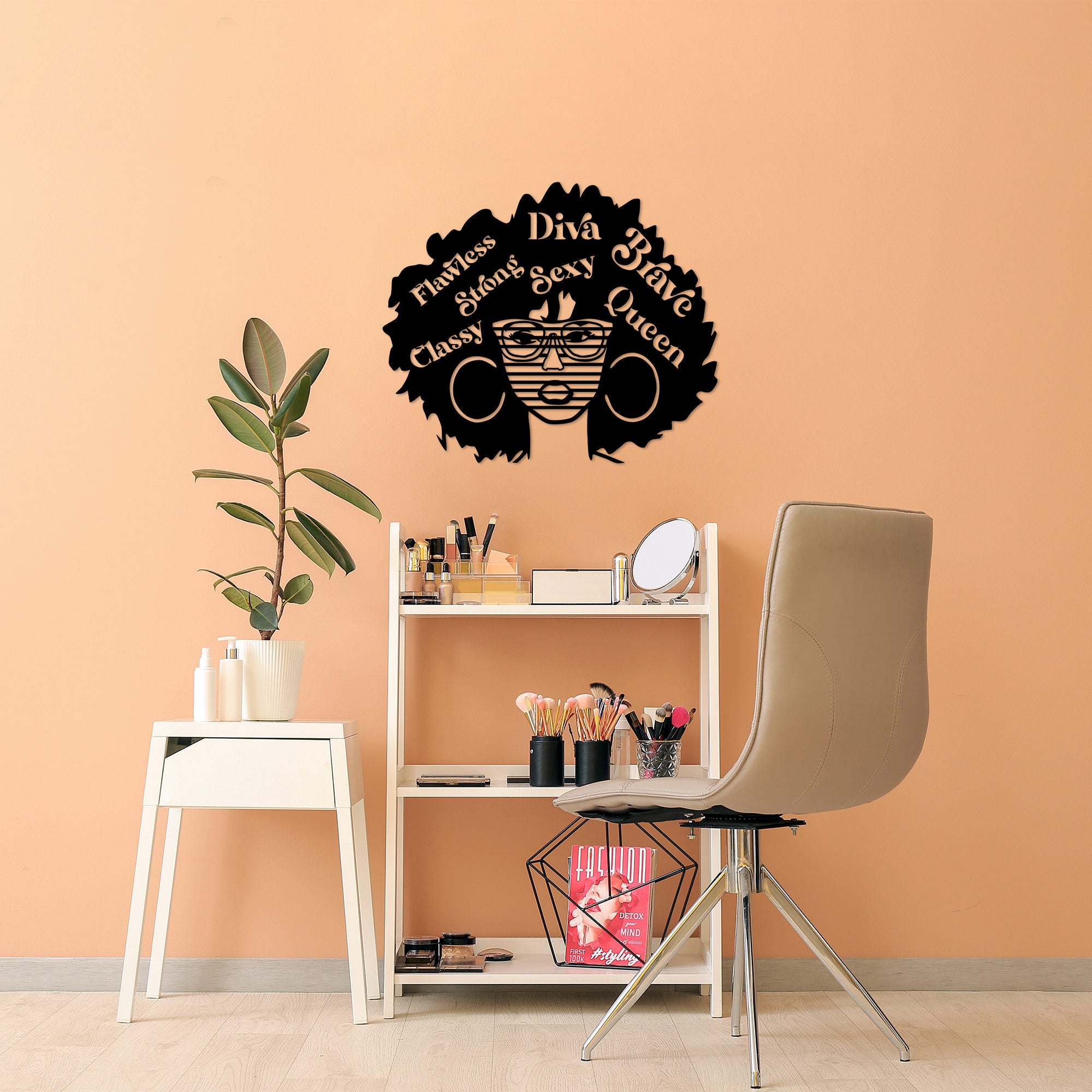 Acessório de parede decorativo de metal preto elegante, 58 x 70 cm | 100% metal, 1,5 mm de espessura | Perfeito para decoração moderna e arte de parede exclusiva
