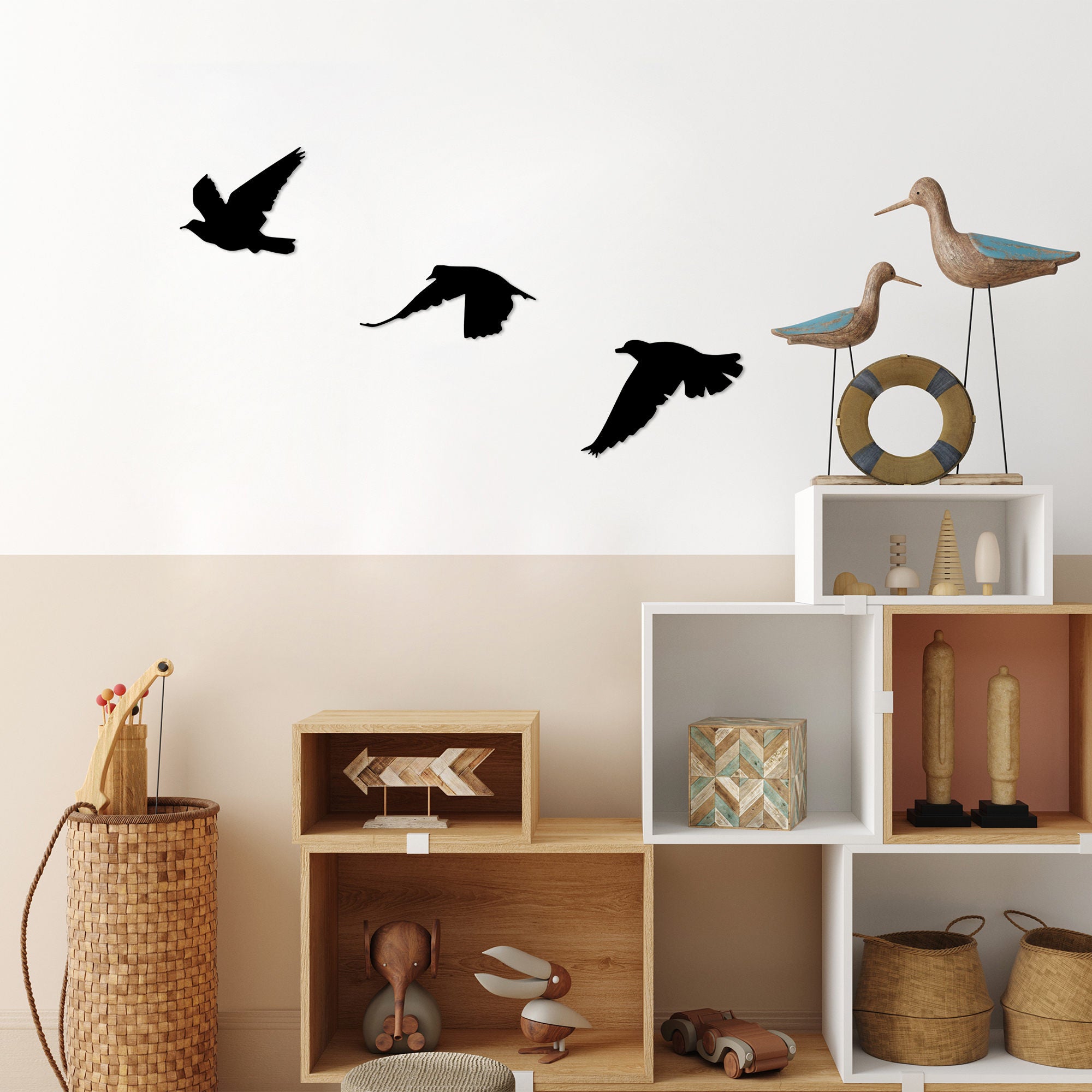 Conjunto de acessórios de parede decorativos – 15 x 13 cm, 21 x 9 cm, 20 x 14 cm – preto – metal