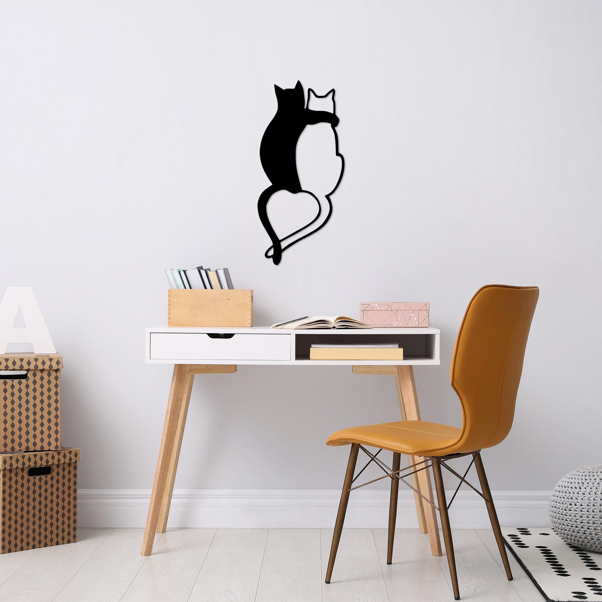 Acessório de parede decorativo de metal preto elegante, 33 x 70 cm | 100% metal, 1,5 mm de espessura | Perfeito para decoração moderna e arte de parede exclusiva