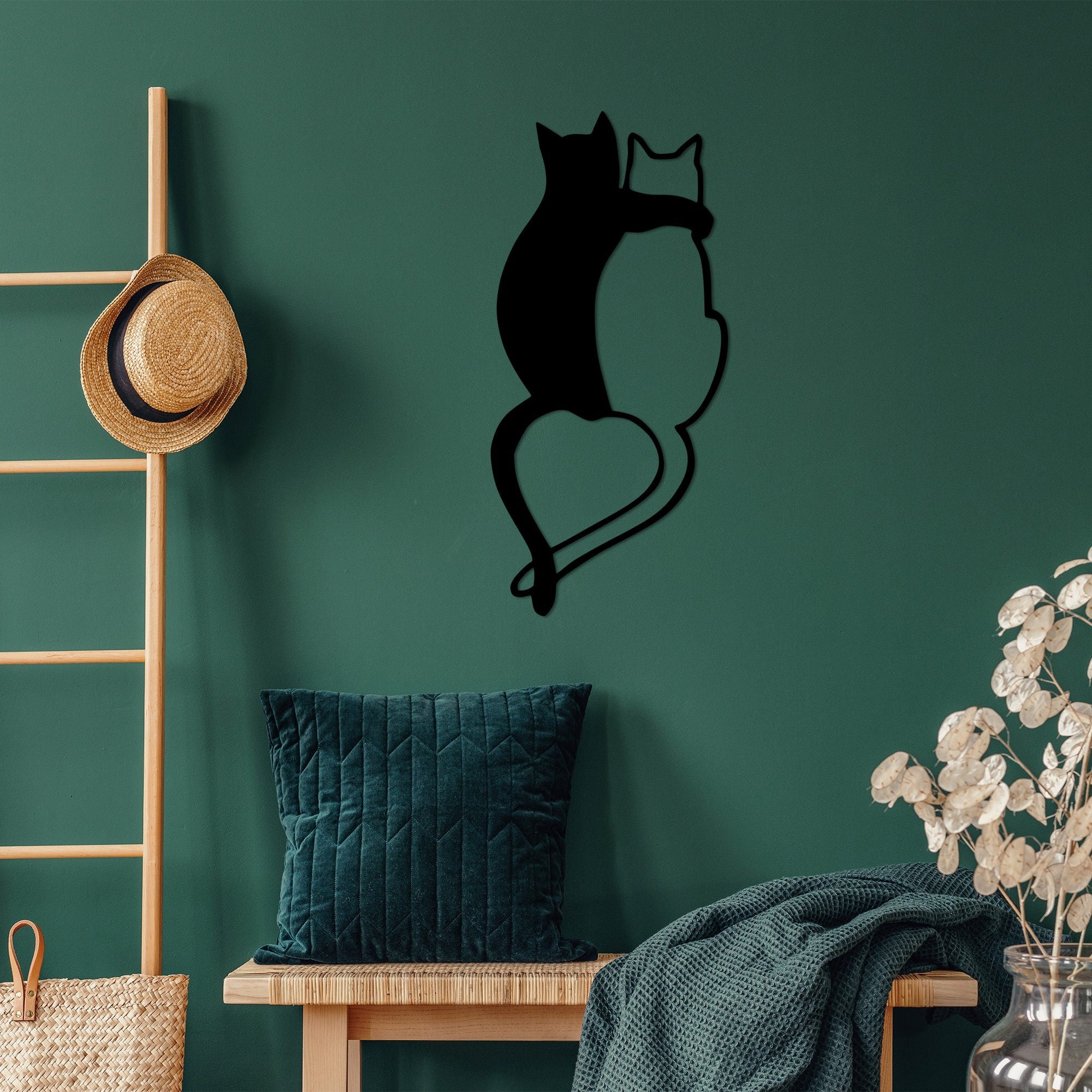 Acessório de parede decorativo de metal preto elegante, 33 x 70 cm | 100% metal, 1,5 mm de espessura | Perfeito para decoração moderna e arte de parede exclusiva