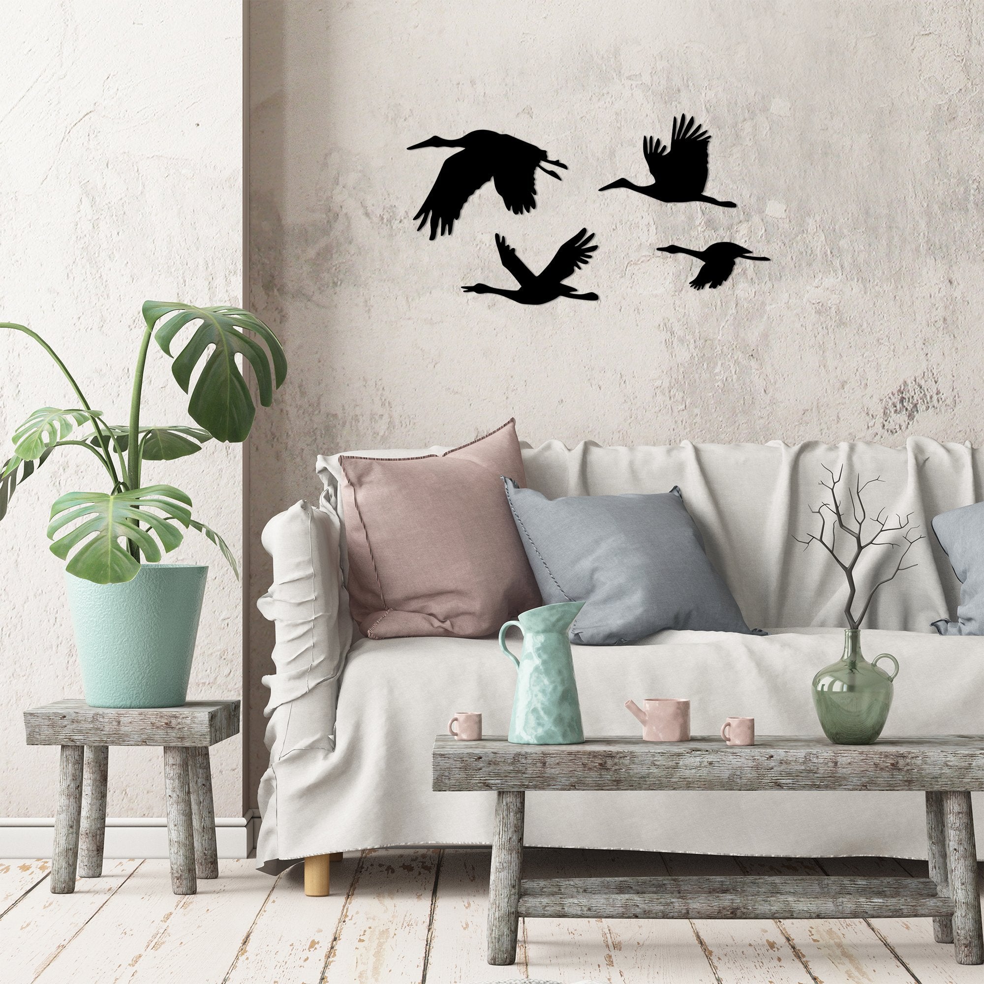 Acessório Decorativo de Parede – 30 x 20 cm, 26 x 17 cm, 26 x 14 cm, 21 x 9 cm – Preto – 100% Metal