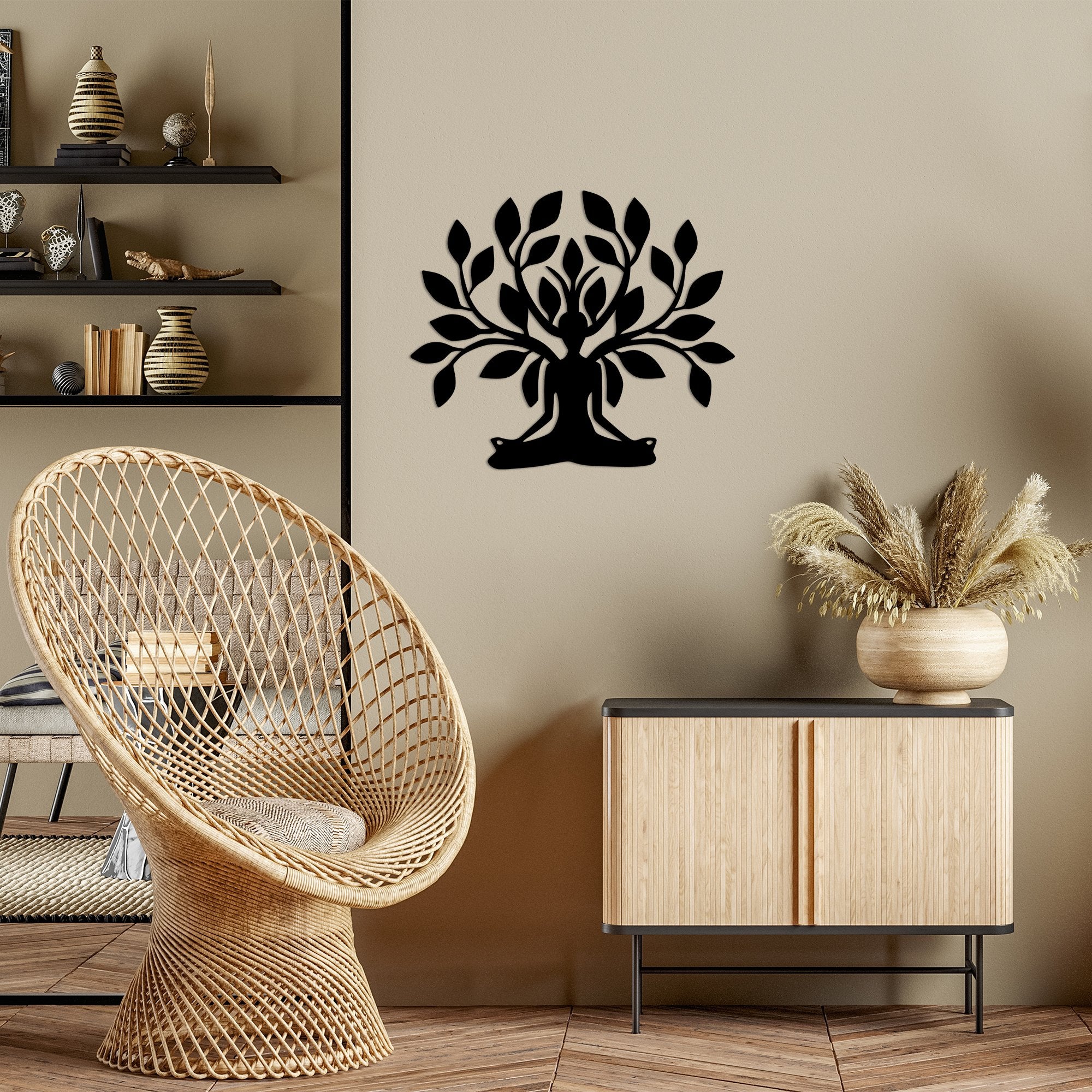 Acessório de parede decorativo de metal preto elegante, 60 x 70 cm | 100% metal, 1,5 mm de espessura | Perfeito para decoração moderna e arte de parede exclusiva
