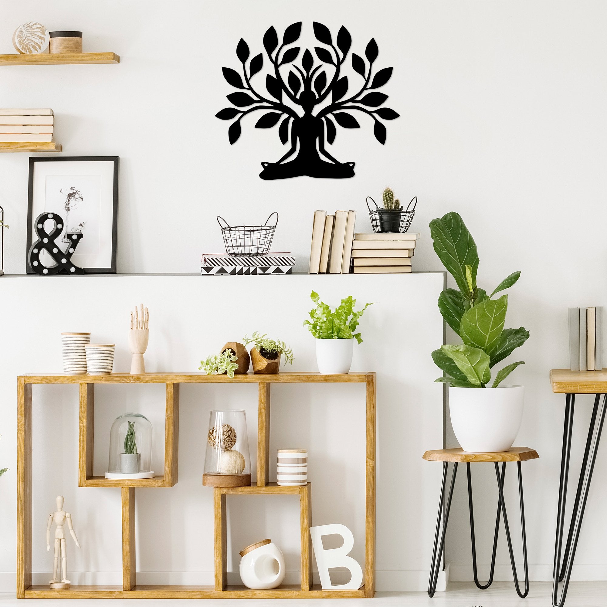 Acessório de parede decorativo de metal preto elegante, 60 x 70 cm | 100% metal, 1,5 mm de espessura | Perfeito para decoração moderna e arte de parede exclusiva