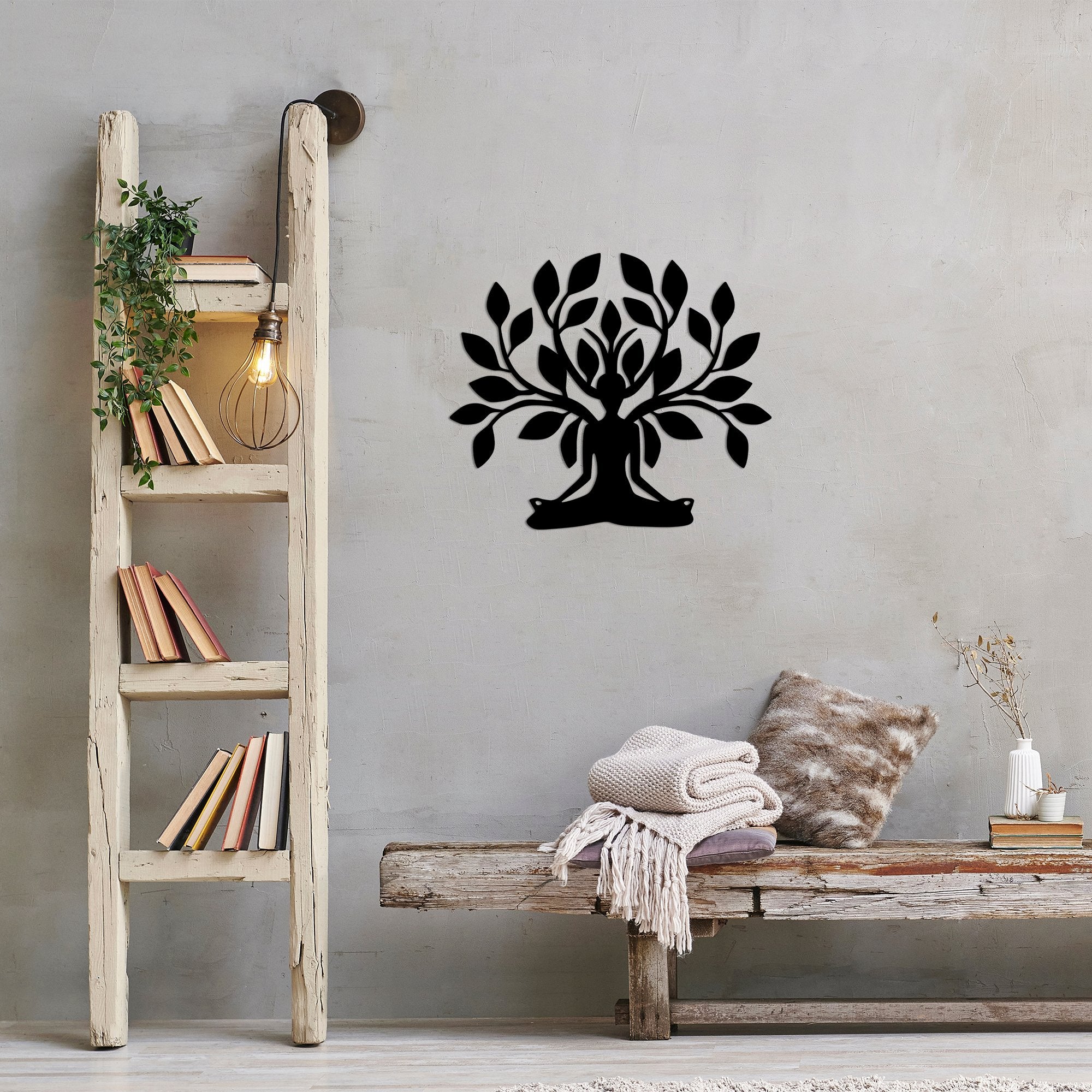 Acessório de parede decorativo de metal preto elegante, 60 x 70 cm | 100% metal, 1,5 mm de espessura | Perfeito para decoração moderna e arte de parede exclusiva