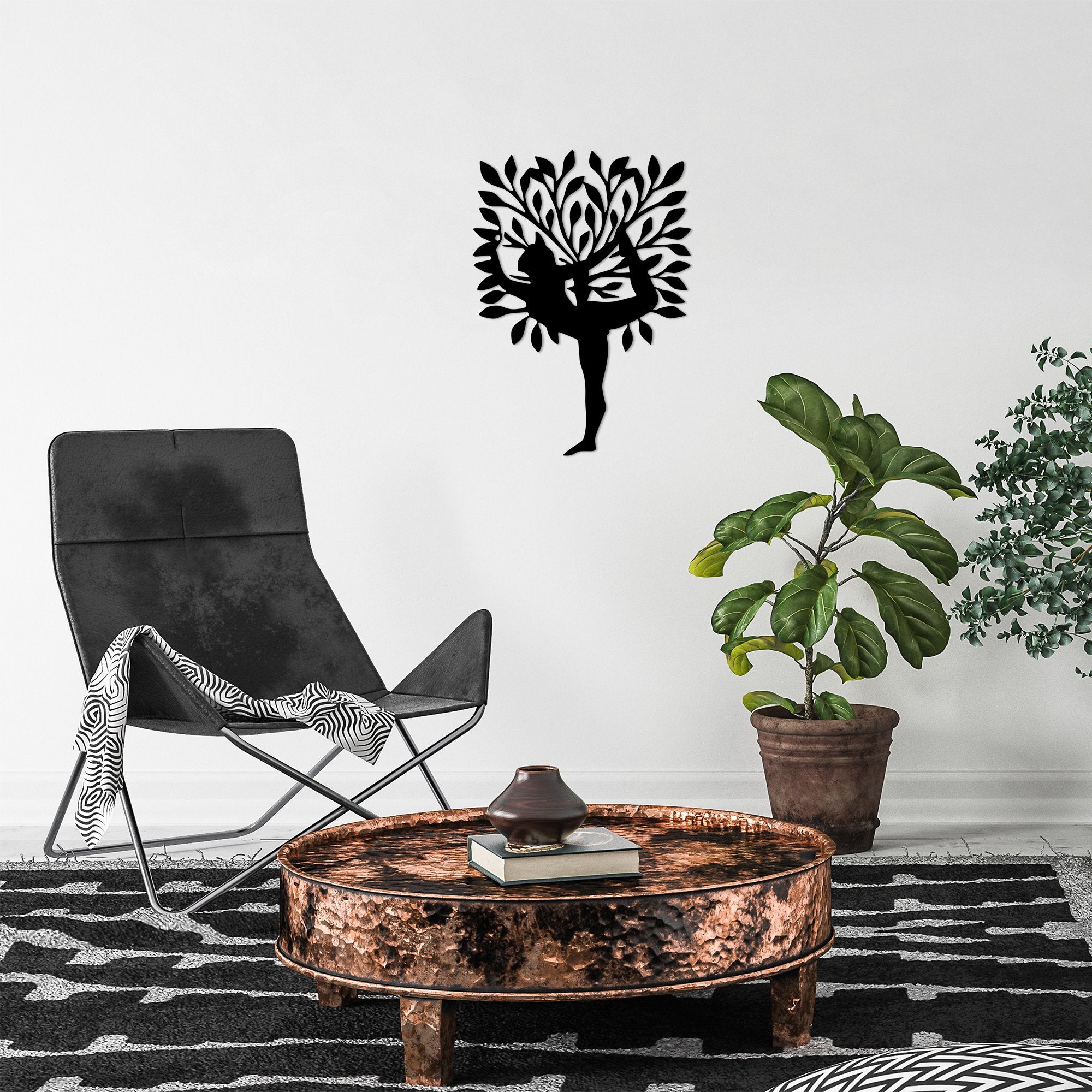 Acessório de parede decorativo de metal preto elegante, 50 x 70 cm | 100% metal (1,5 mm de espessura) | Perfeito para decoração moderna e arte de parede exclusiva