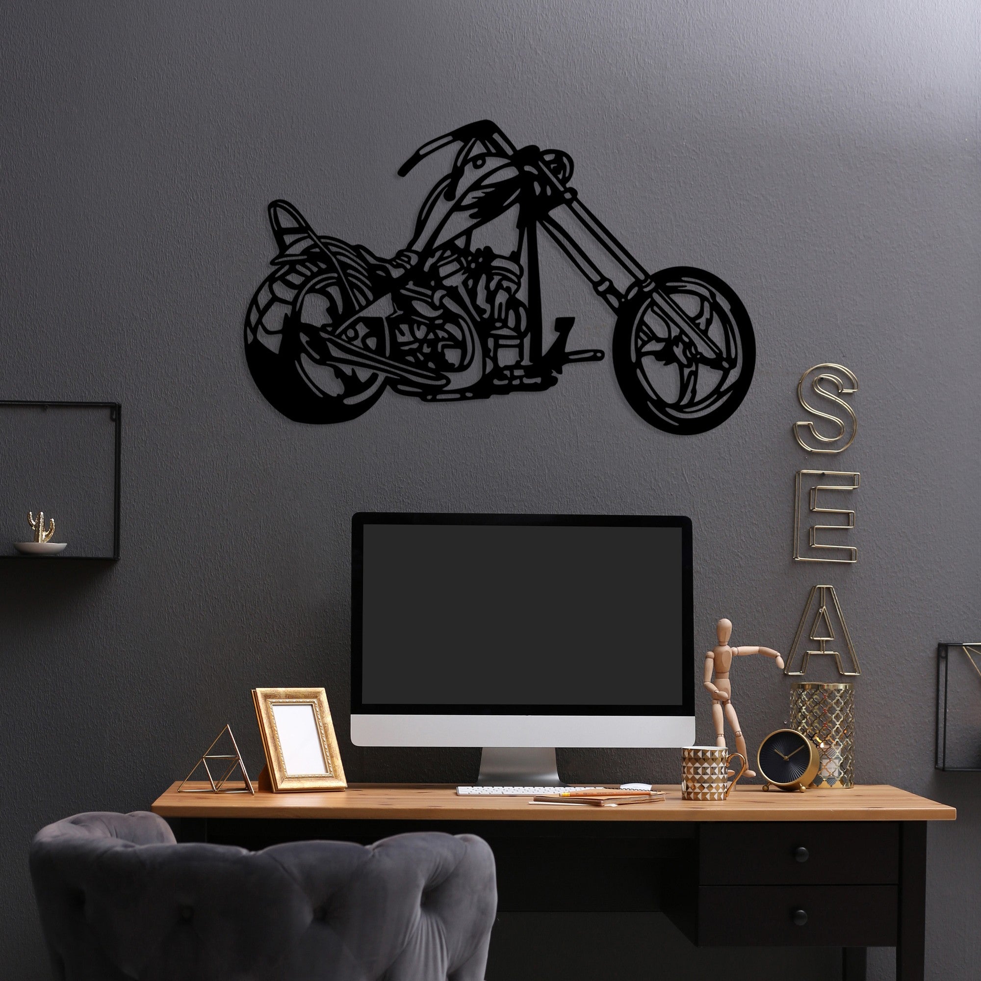 Acessório de parede decorativo de metal preto elegante, 44 x 70 cm | 100% metal (1,5 mm de espessura) | Leve (1,715 kg) | Perfeito para decoração moderna de casa