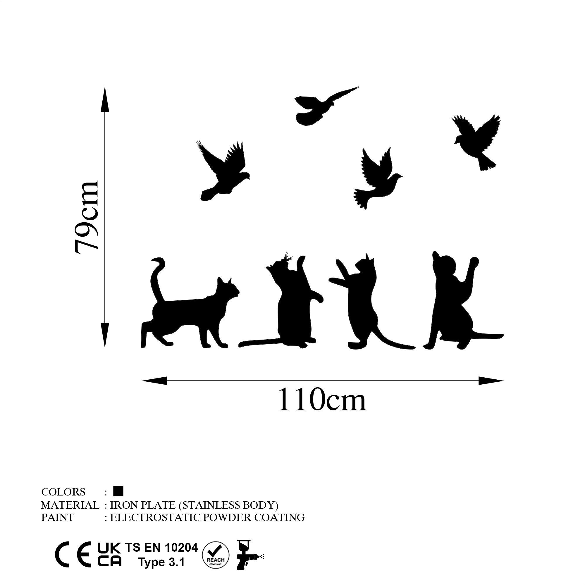 Acessório de parede decorativo de metal preto elegante, 79 x 110 cm | 100% metal, 1,5 mm de espessura | Leve e fácil de pendurar, perfeito para decoração moderna