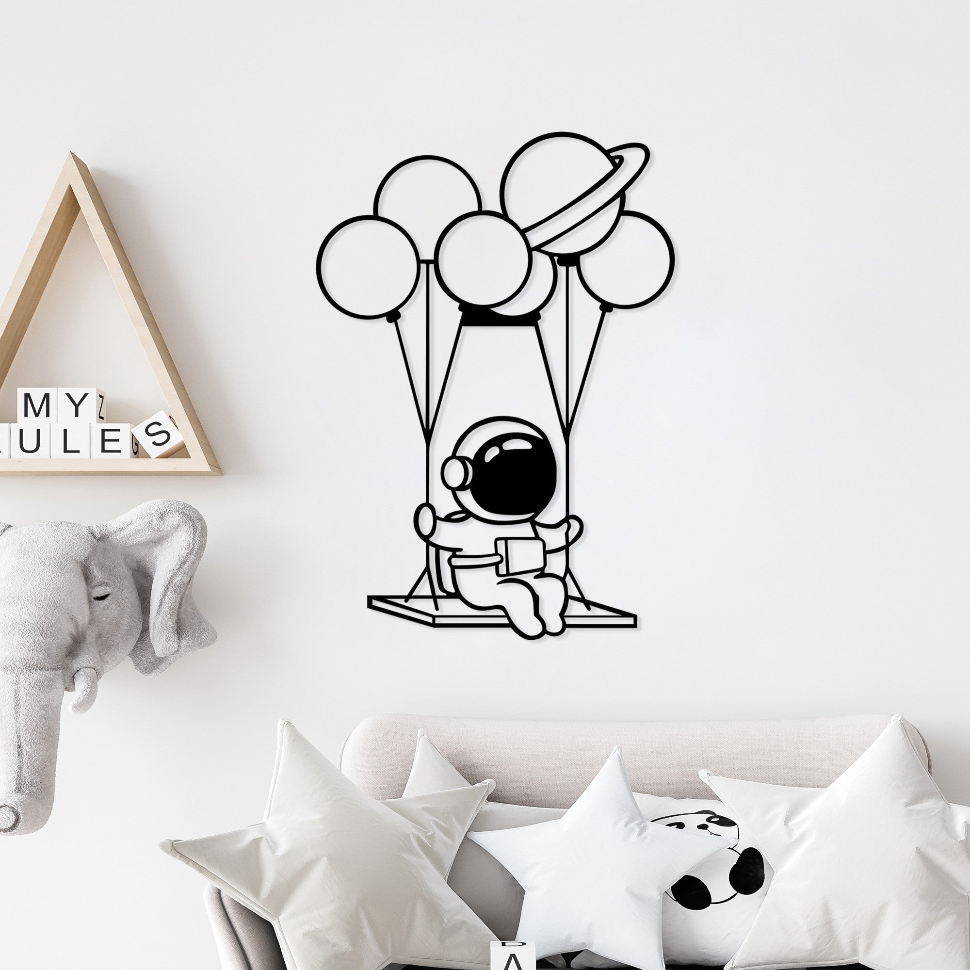 Acessório de parede decorativo de metal preto elegante, 44 x 70 cm | 100% metal (1,5 mm de espessura) | Leve e fácil de pendurar | Perfeito para decoração moderna