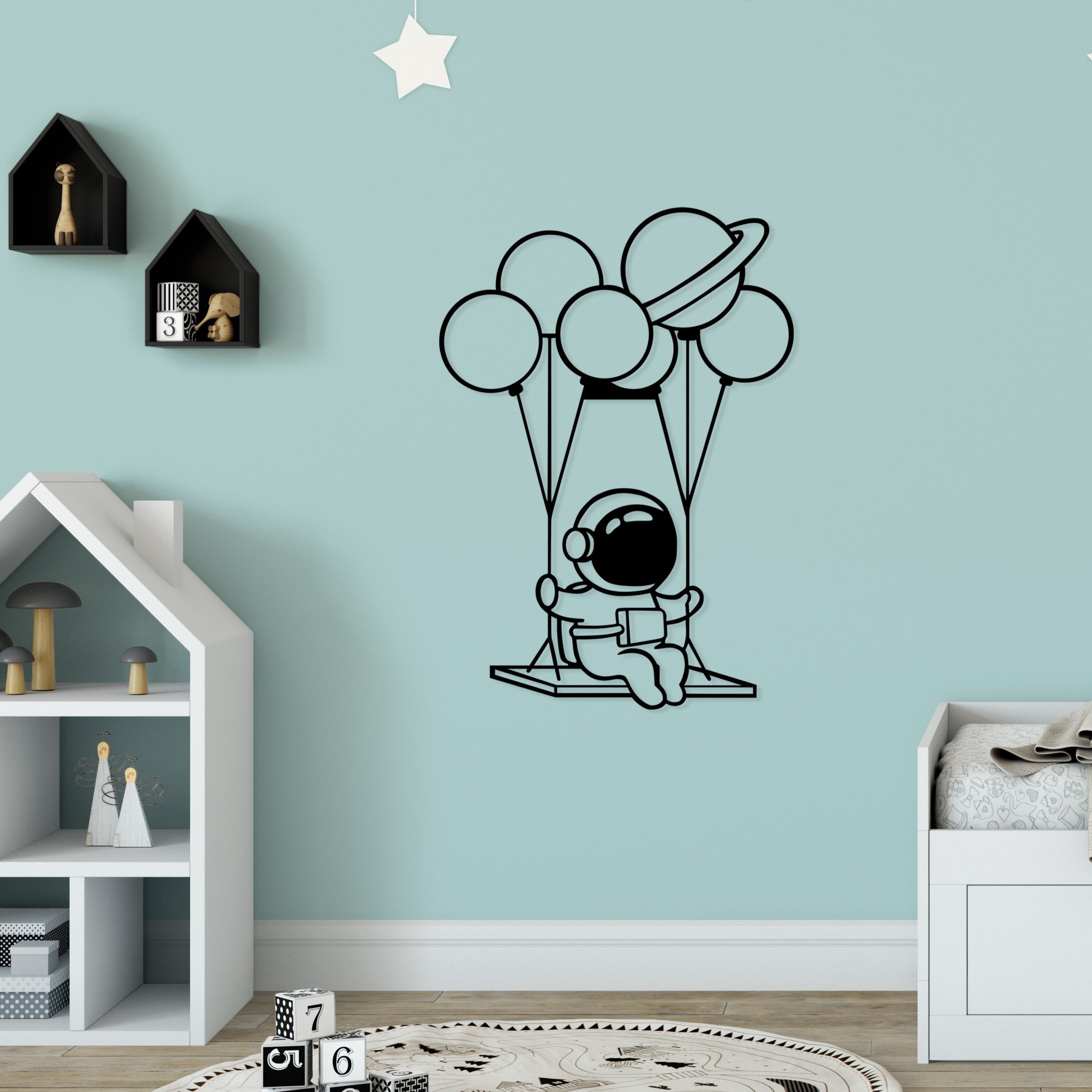 Acessório de parede decorativo de metal preto elegante, 44 x 70 cm | 100% metal (1,5 mm de espessura) | Leve e fácil de pendurar | Perfeito para decoração moderna