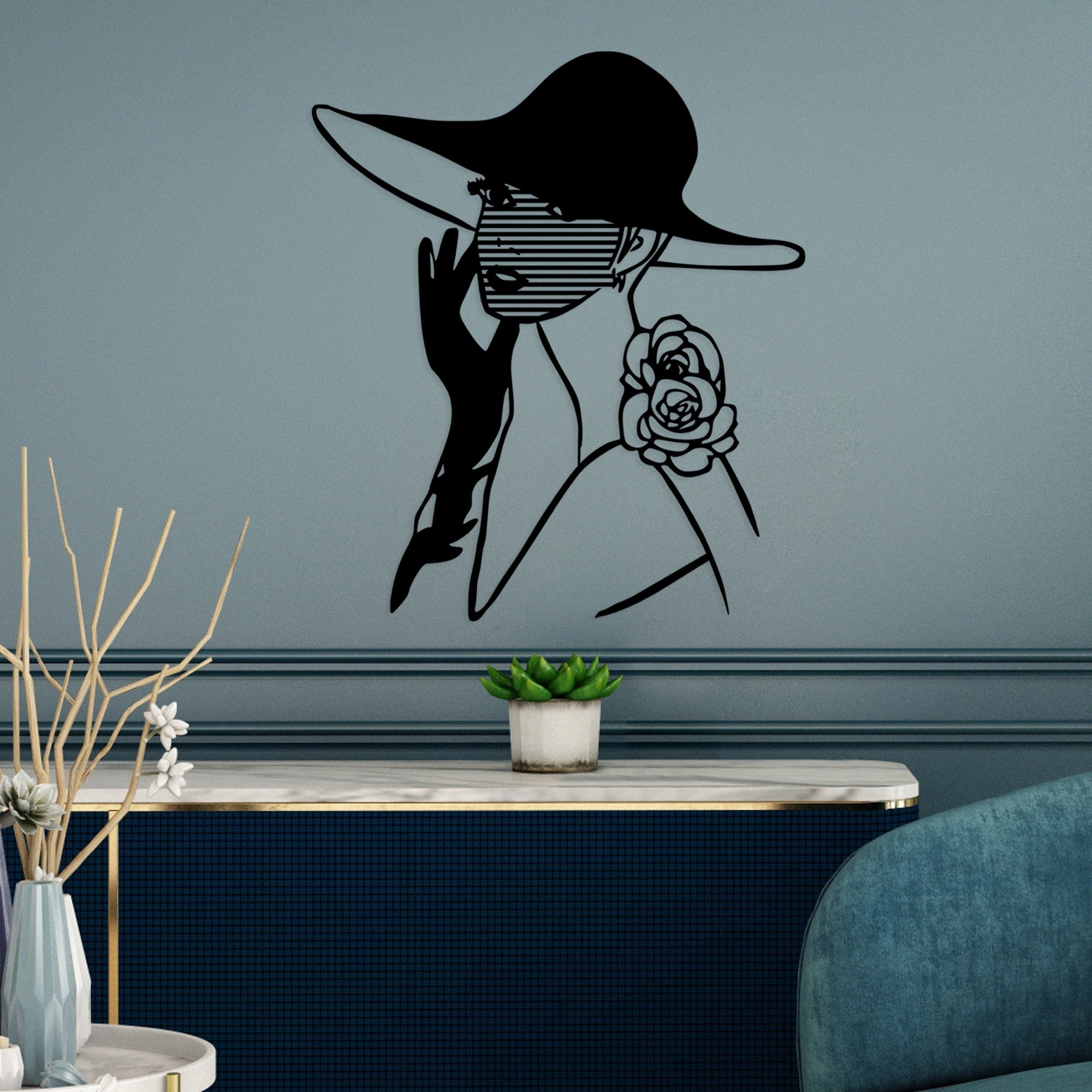 Acessório de parede decorativo de metal preto elegante, 60 x 69 cm | 100% metal (1,5 mm de espessura) | Leve e fácil de pendurar | Perfeito para decoração moderna