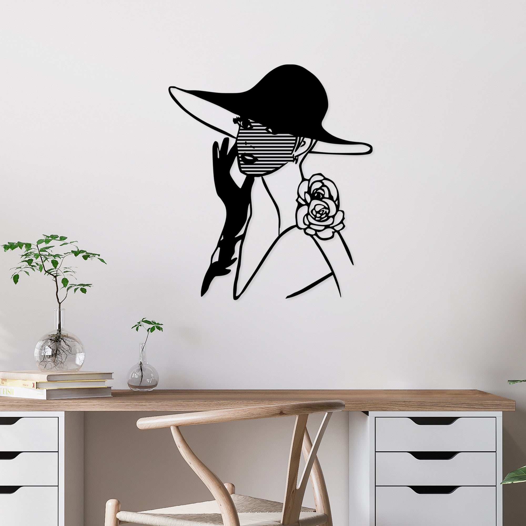 Acessório de parede decorativo de metal preto elegante, 60 x 69 cm | 100% metal (1,5 mm de espessura) | Leve e fácil de pendurar | Perfeito para decoração moderna