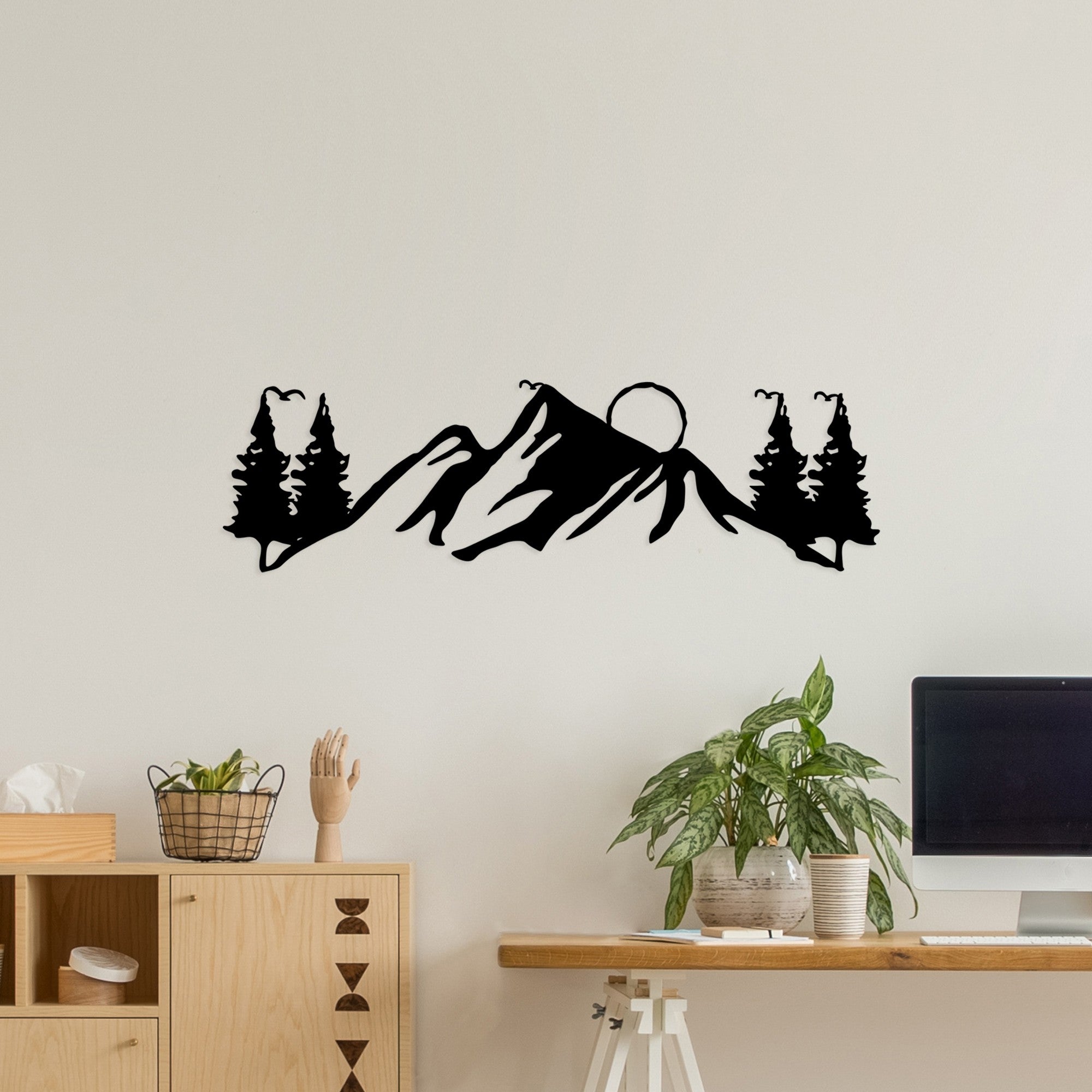 Acessório de parede decorativo de metal preto elegante, 20 x 70 cm | 100% metal (1,5 mm de espessura) | Leve e fácil de pendurar | Perfeito para decoração moderna