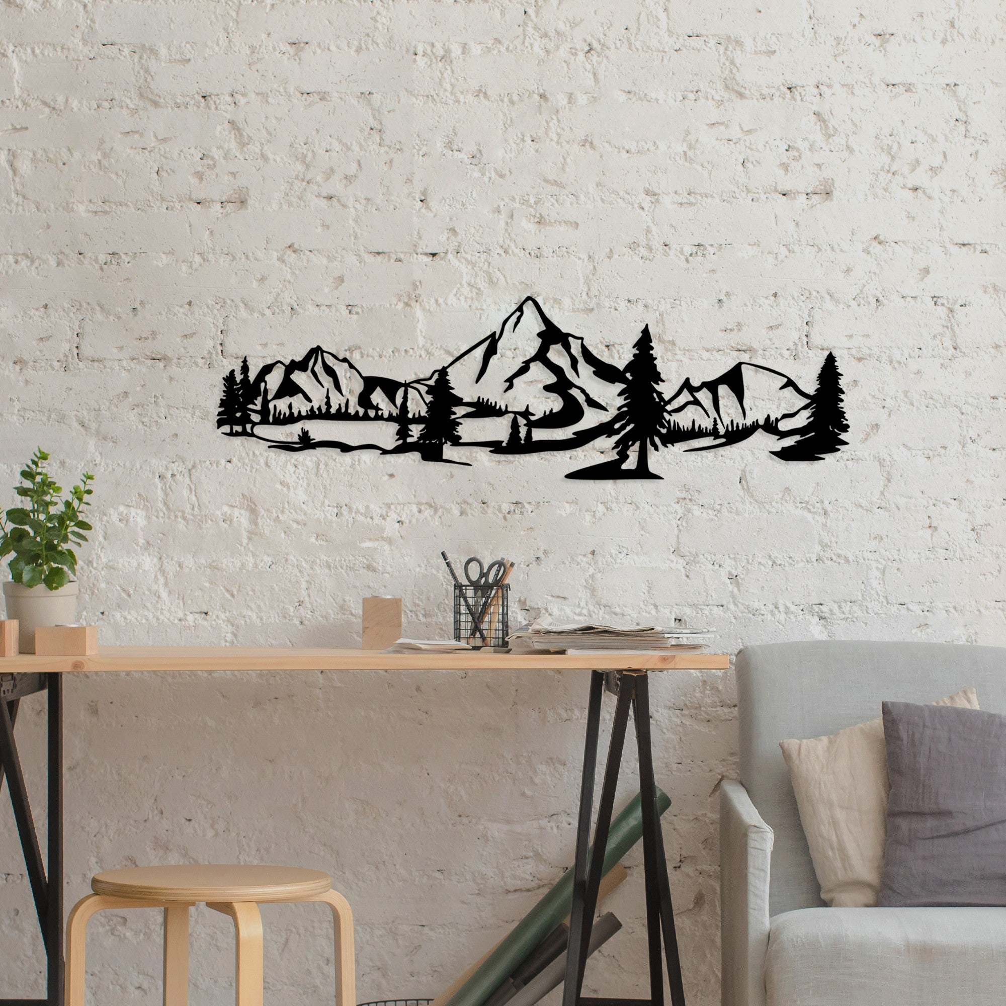 Acessório de parede decorativo de metal preto elegante, 20 x 70 cm | 100% metal (1,5 mm de espessura) | Leve e fácil de pendurar | Perfeito para decoração moderna