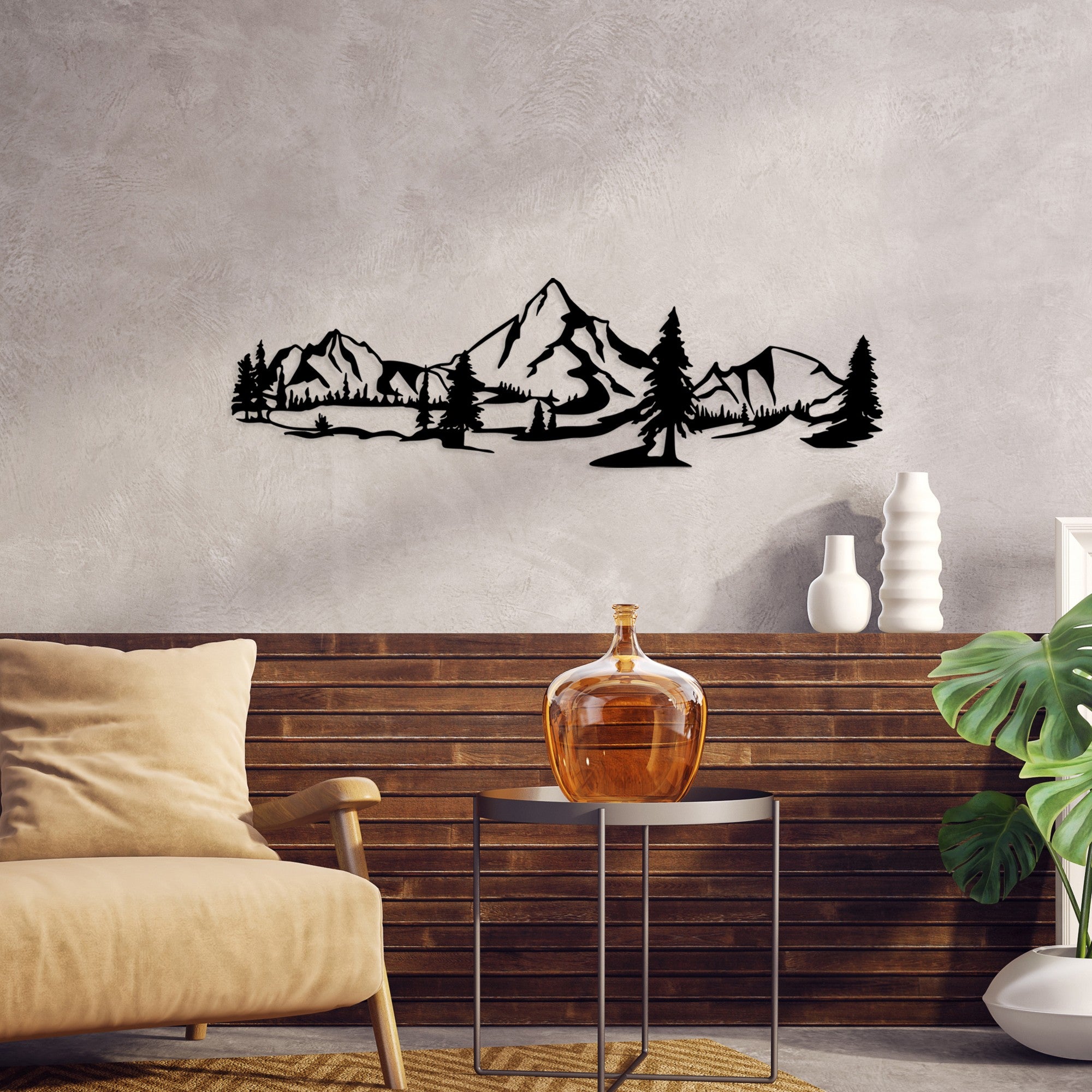 Acessório de parede decorativo de metal preto elegante, 20 x 70 cm | 100% metal (1,5 mm de espessura) | Leve e fácil de pendurar | Perfeito para decoração moderna