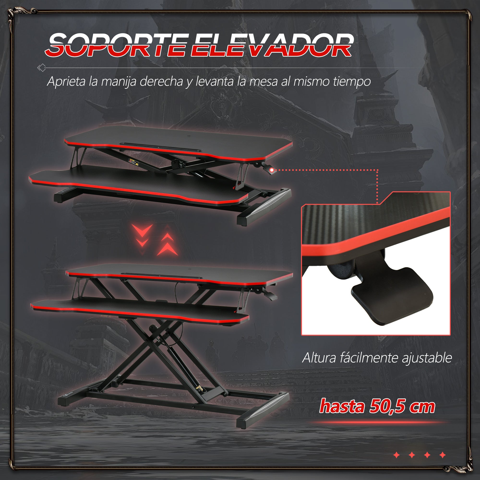 Suporte Elevador para Computador 80x40x50.5cm Preto