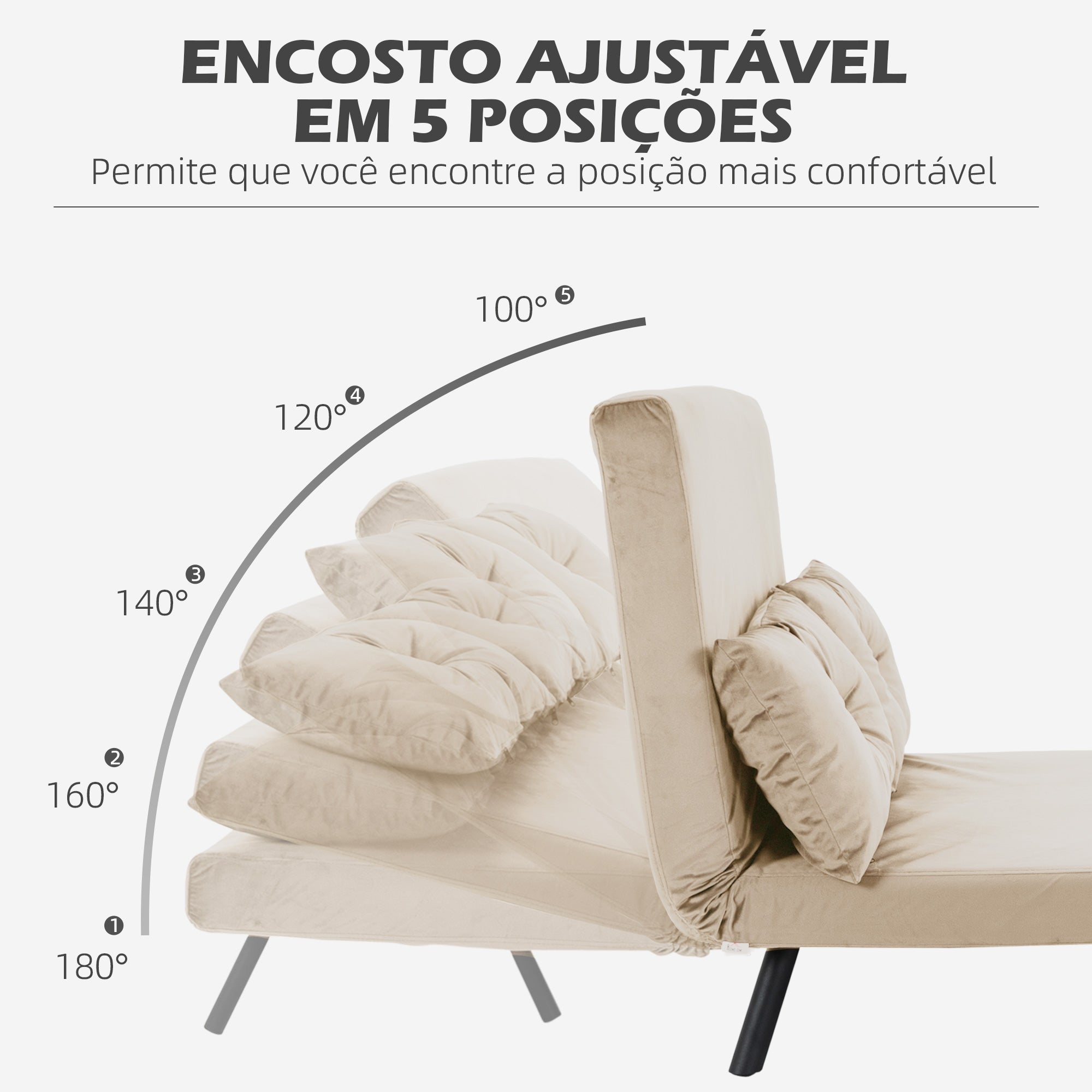 Sofá Cama Convertível em Cama de 2 Lugares 102x73x81 cm - Bege