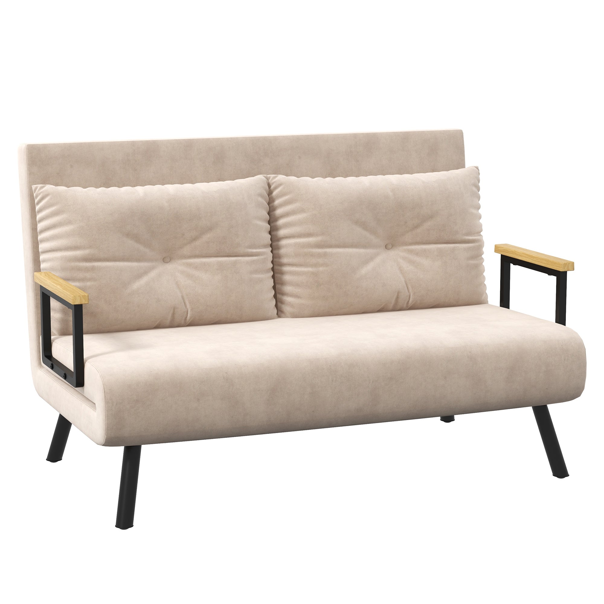 Sofá Cama Convertível em Cama de 2 Lugares 102x73x81 cm - Bege