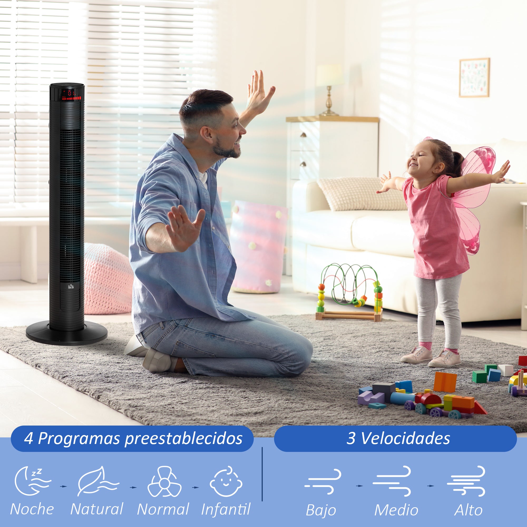 Ventoinha de Coluna 96cm Preto - Refresque o Ambiente com Estilo!
