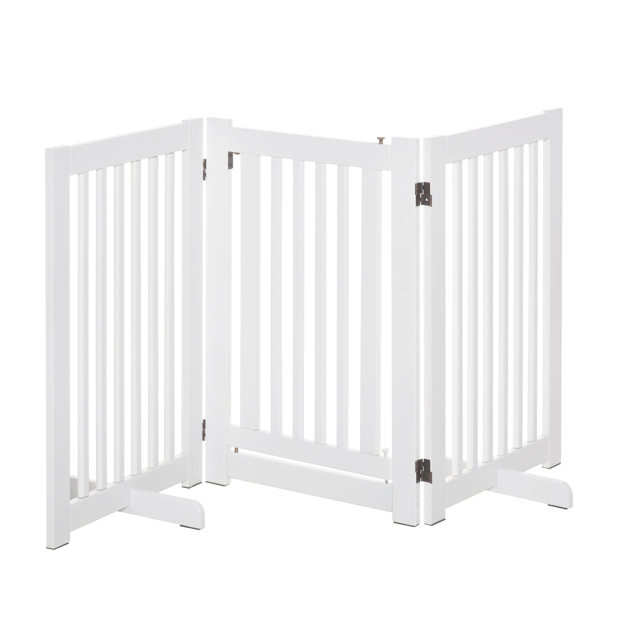 Barreira para Cães de Madeira Dobrável 3 Painéis 155x35,5x76 cm Branco