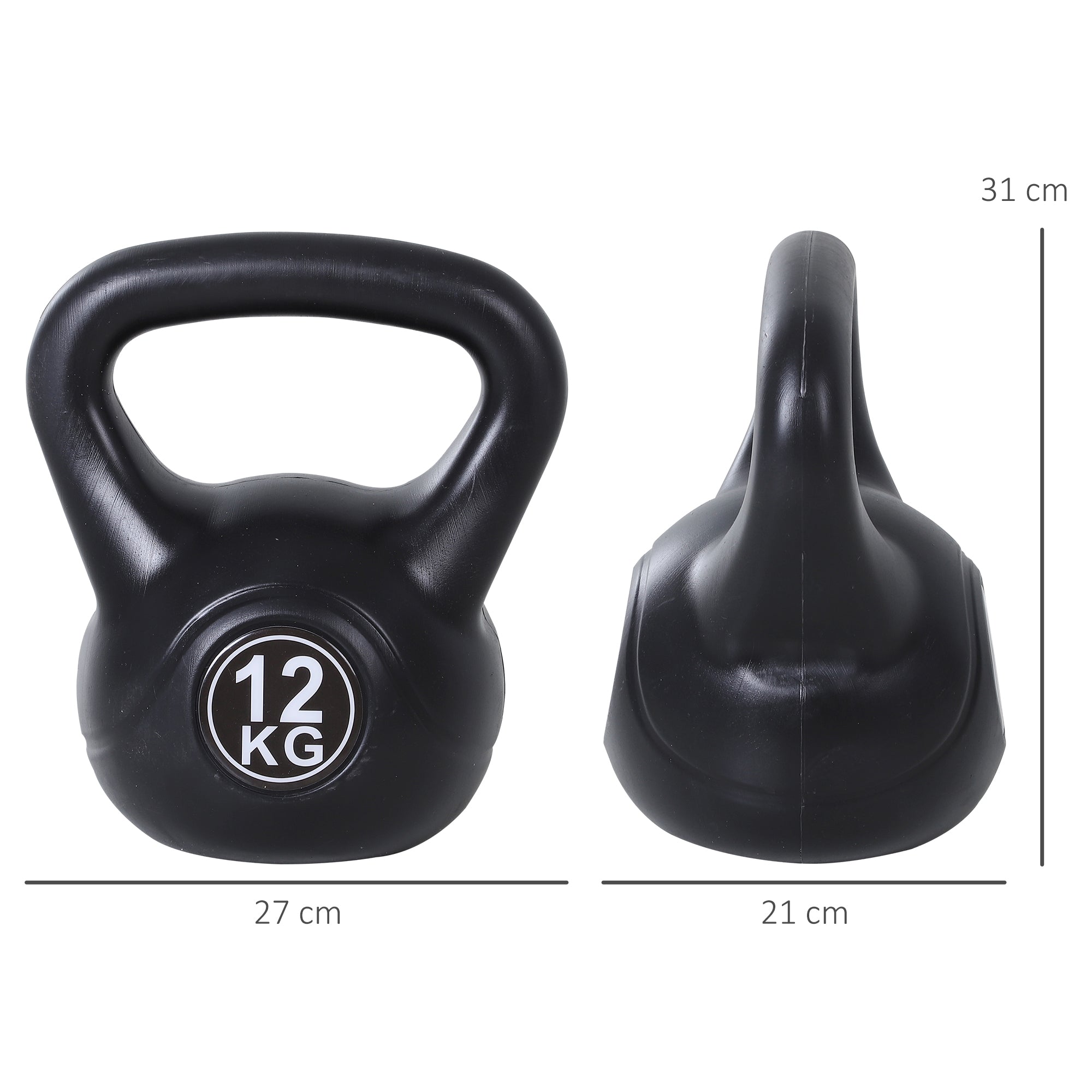 Kettlebell – 27x21x31 cm – Preto – PVC