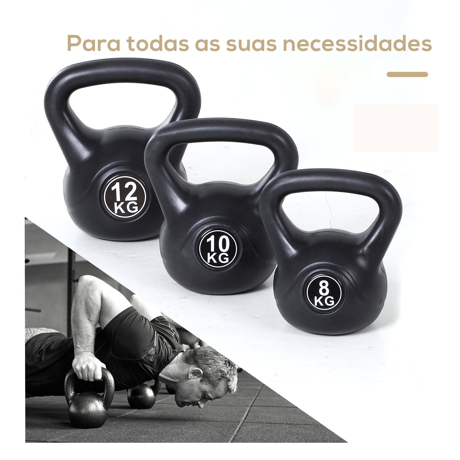 Kettlebell – 27x21x31 cm – Preto – PVC