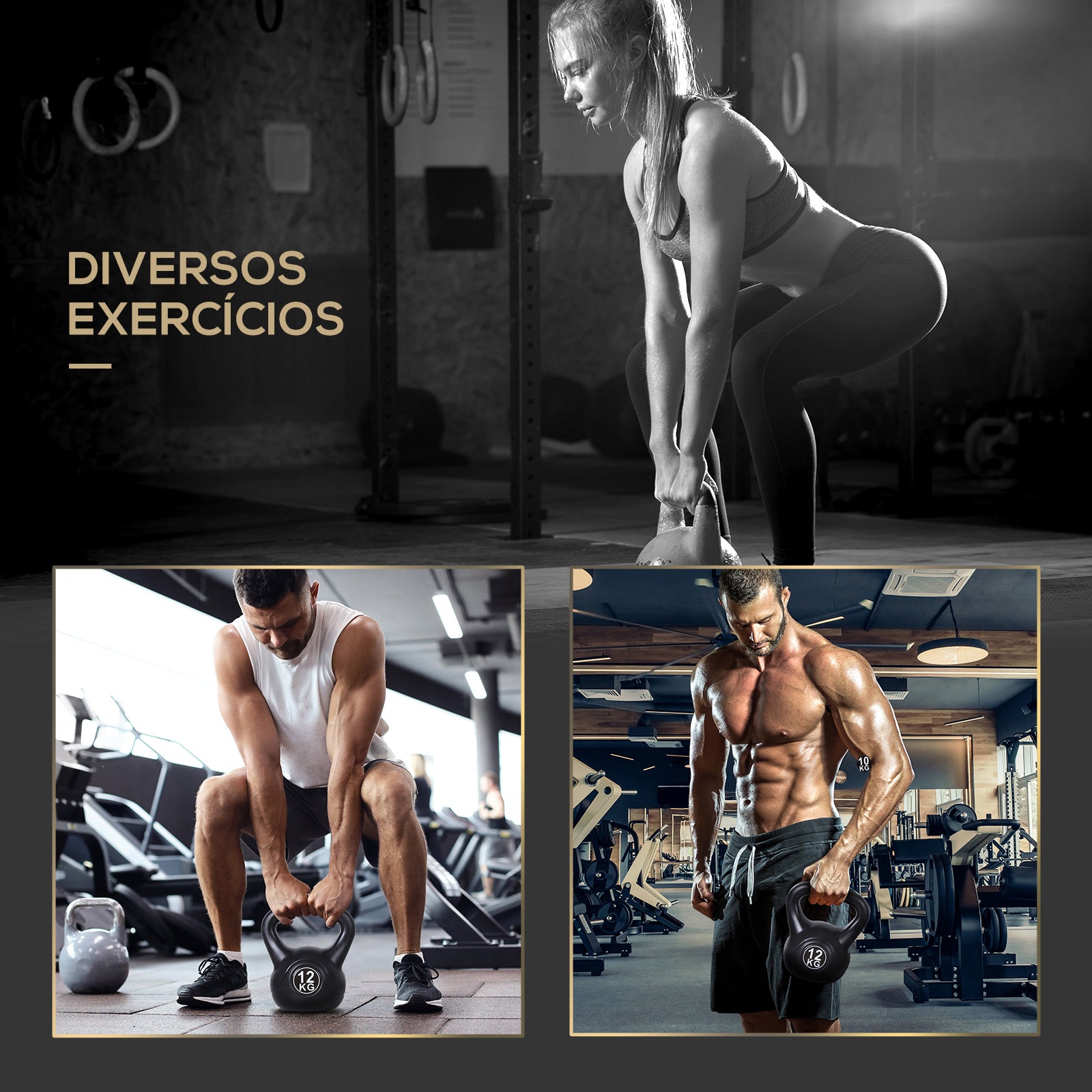 Kettlebell – 27x21x31 cm – Preto – PVC