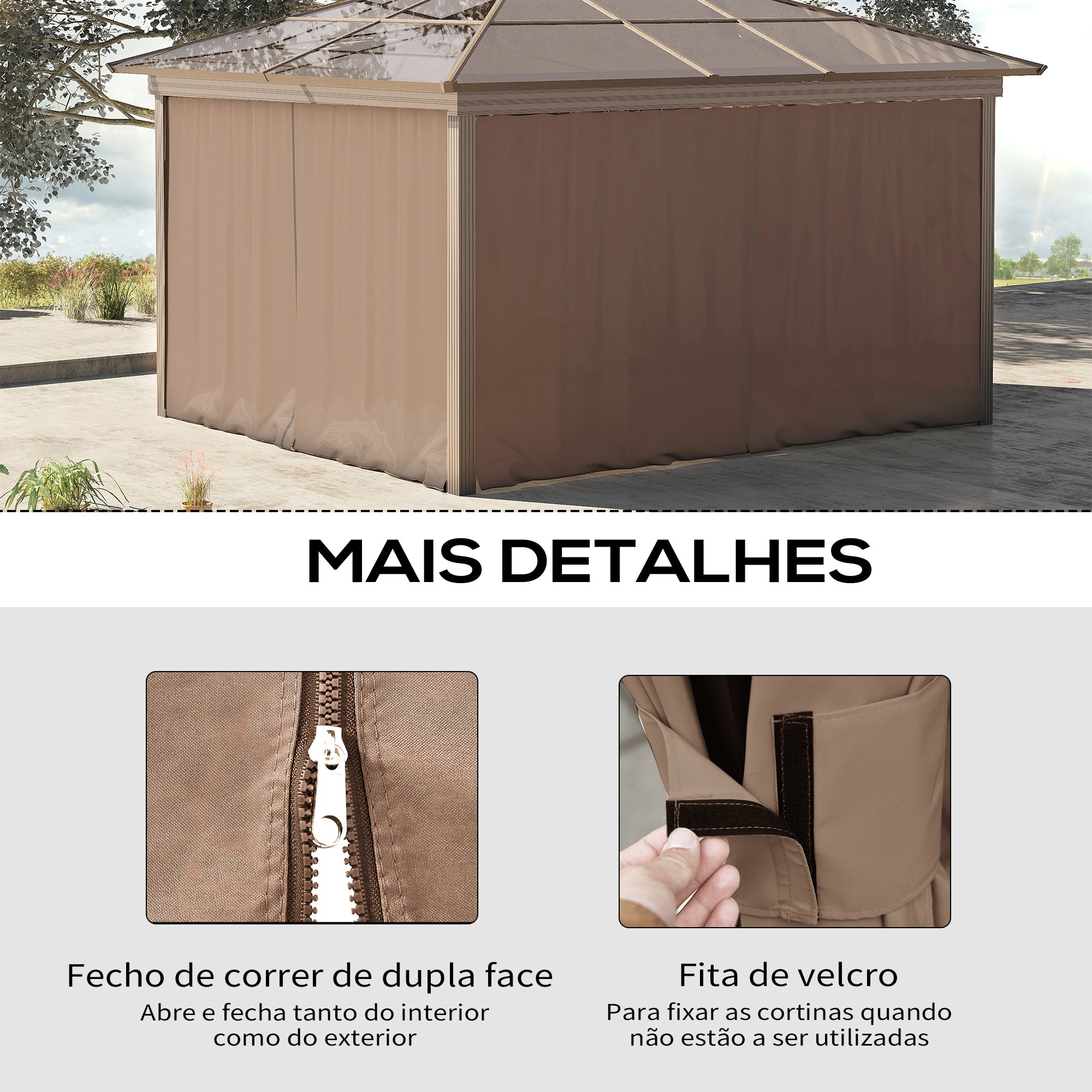 Cortinas Laterais para Tenda 302x205 cm - Marrom