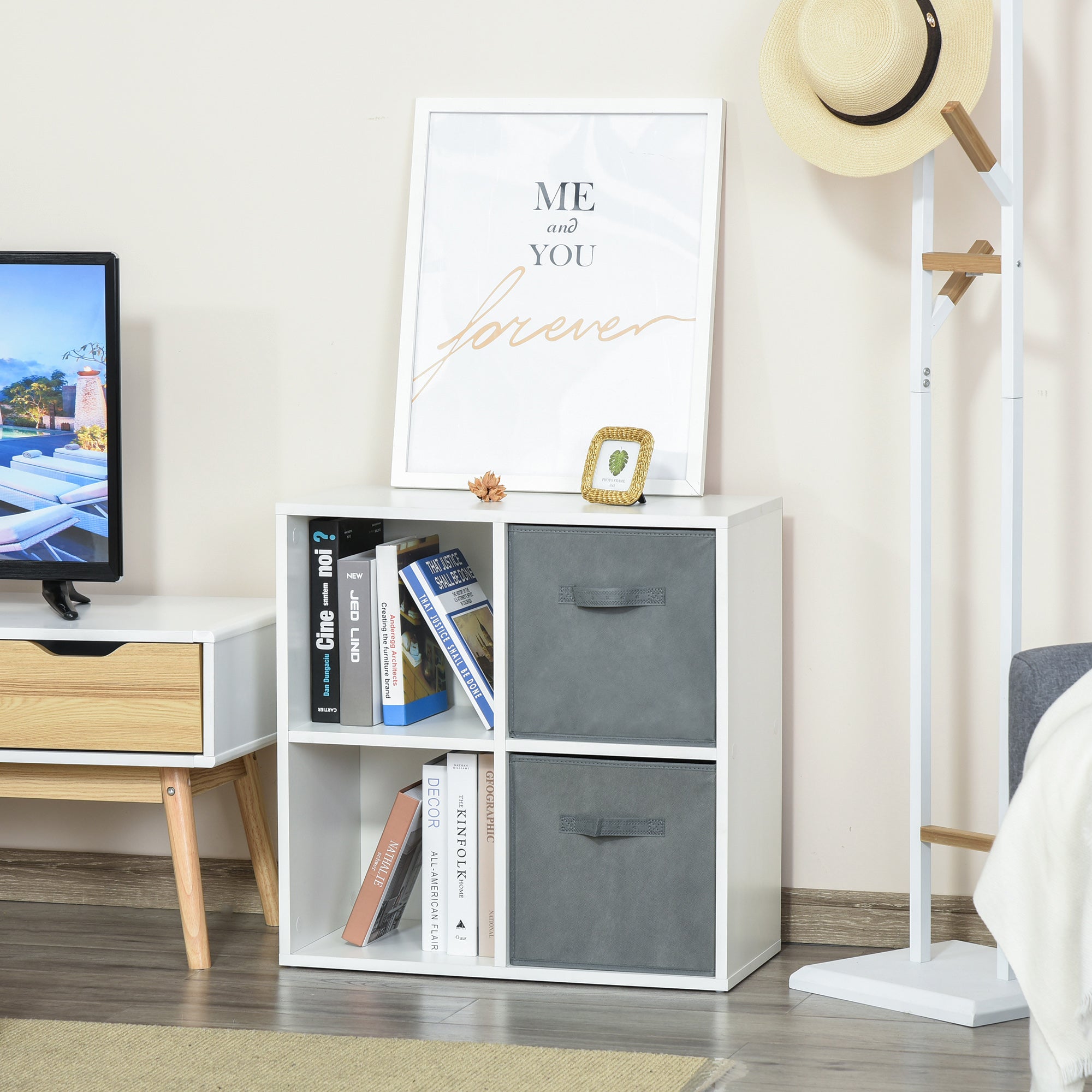 Estante Modular de 4 Cubos Branco 61.5x30x61.5cm - Organização e Elegância