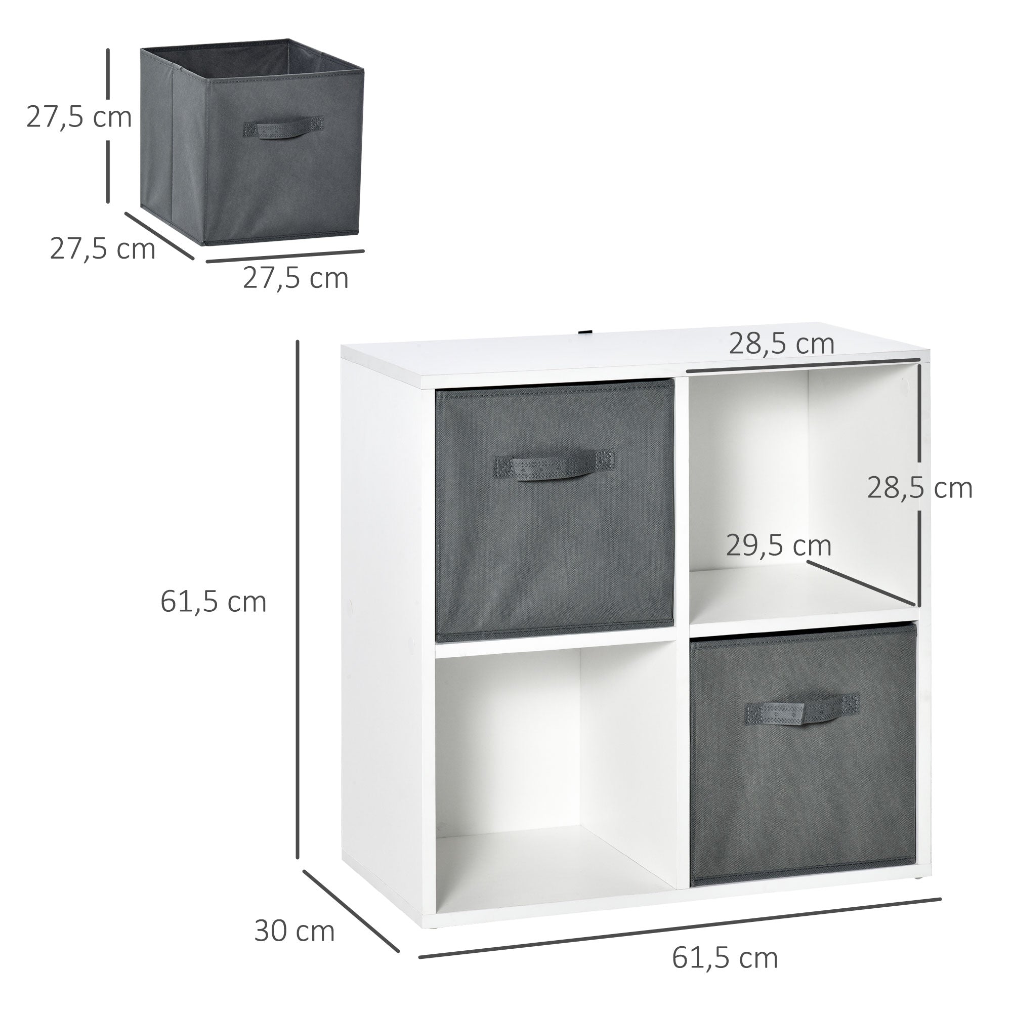 Estante Modular de 4 Cubos Branco 61.5x30x61.5cm - Organização e Elegância