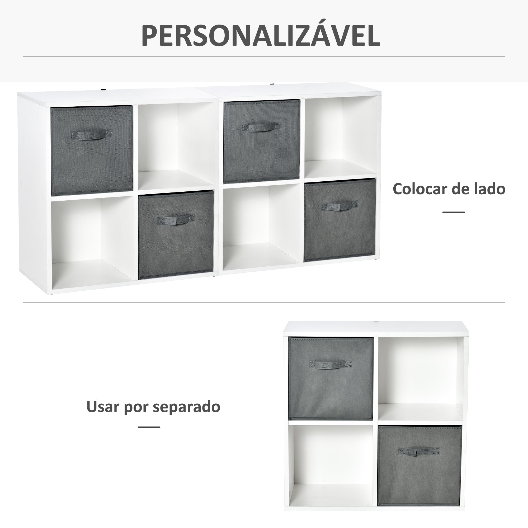 Estante Modular de 4 Cubos Branco 61.5x30x61.5cm - Organização e Elegância