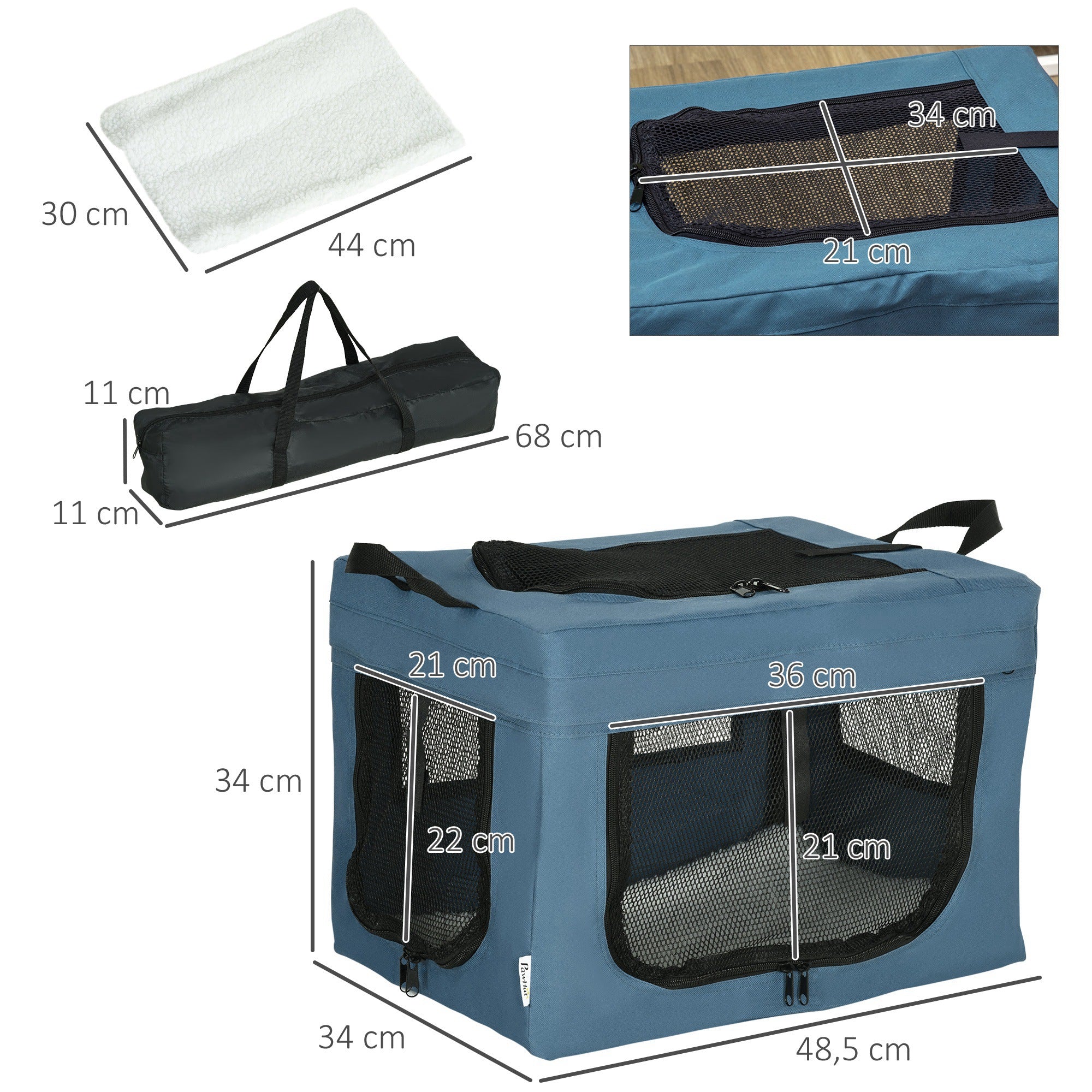 Transportadora para Cães e Gatos Azul 48,5x34x34 cm
