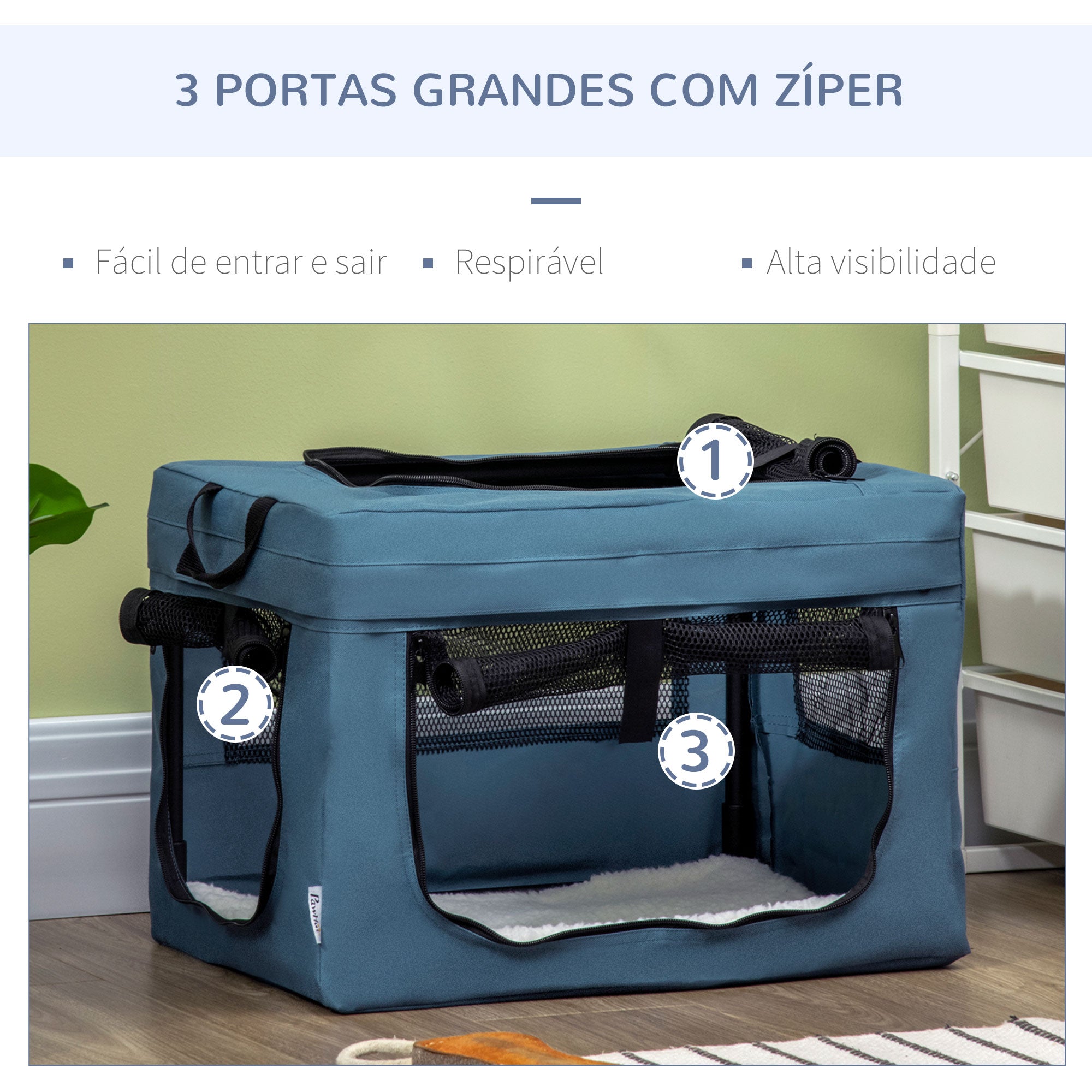 Transportadora para Cães e Gatos Azul 48,5x34x34 cm