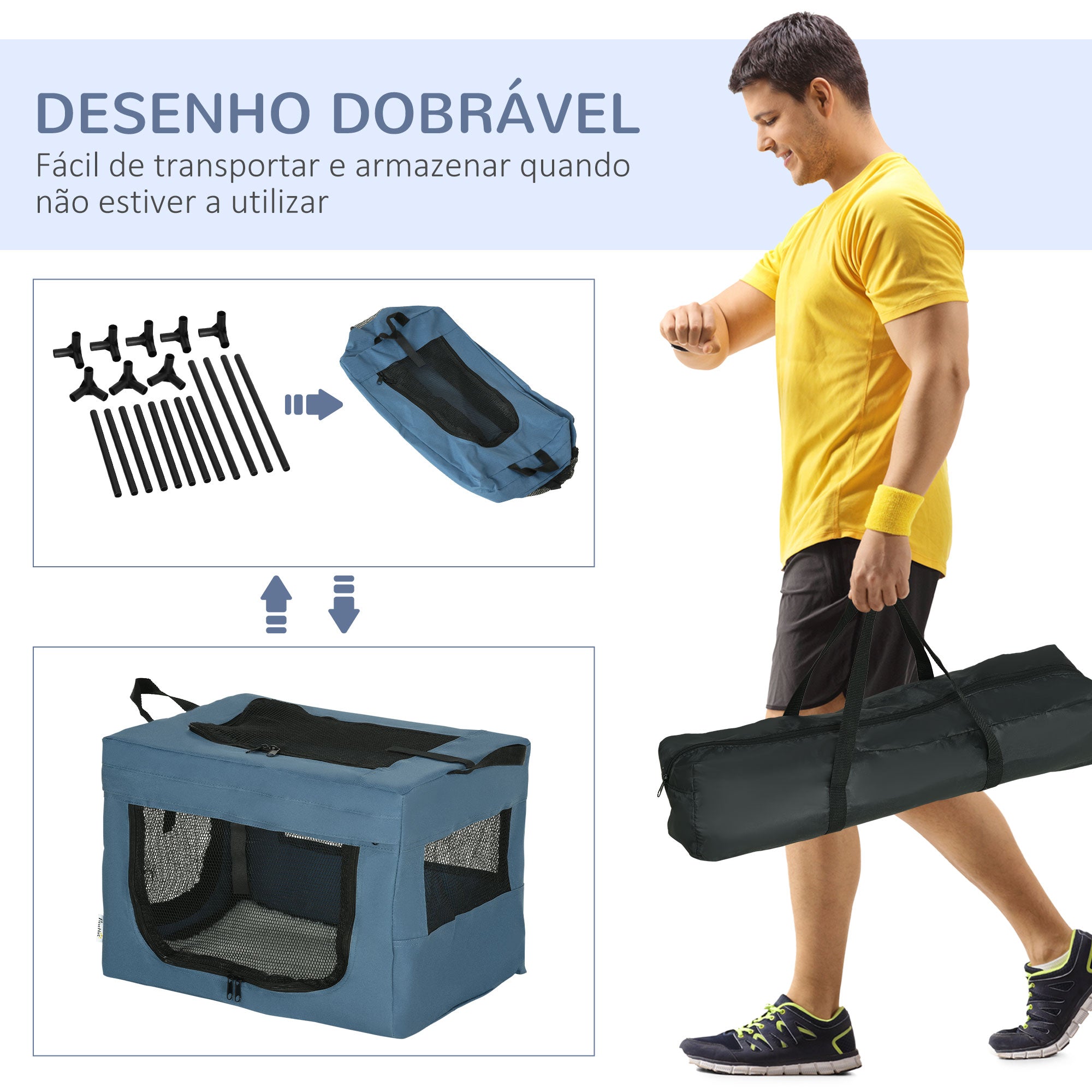 Transportadora para Cães e Gatos Azul 48,5x34x34 cm