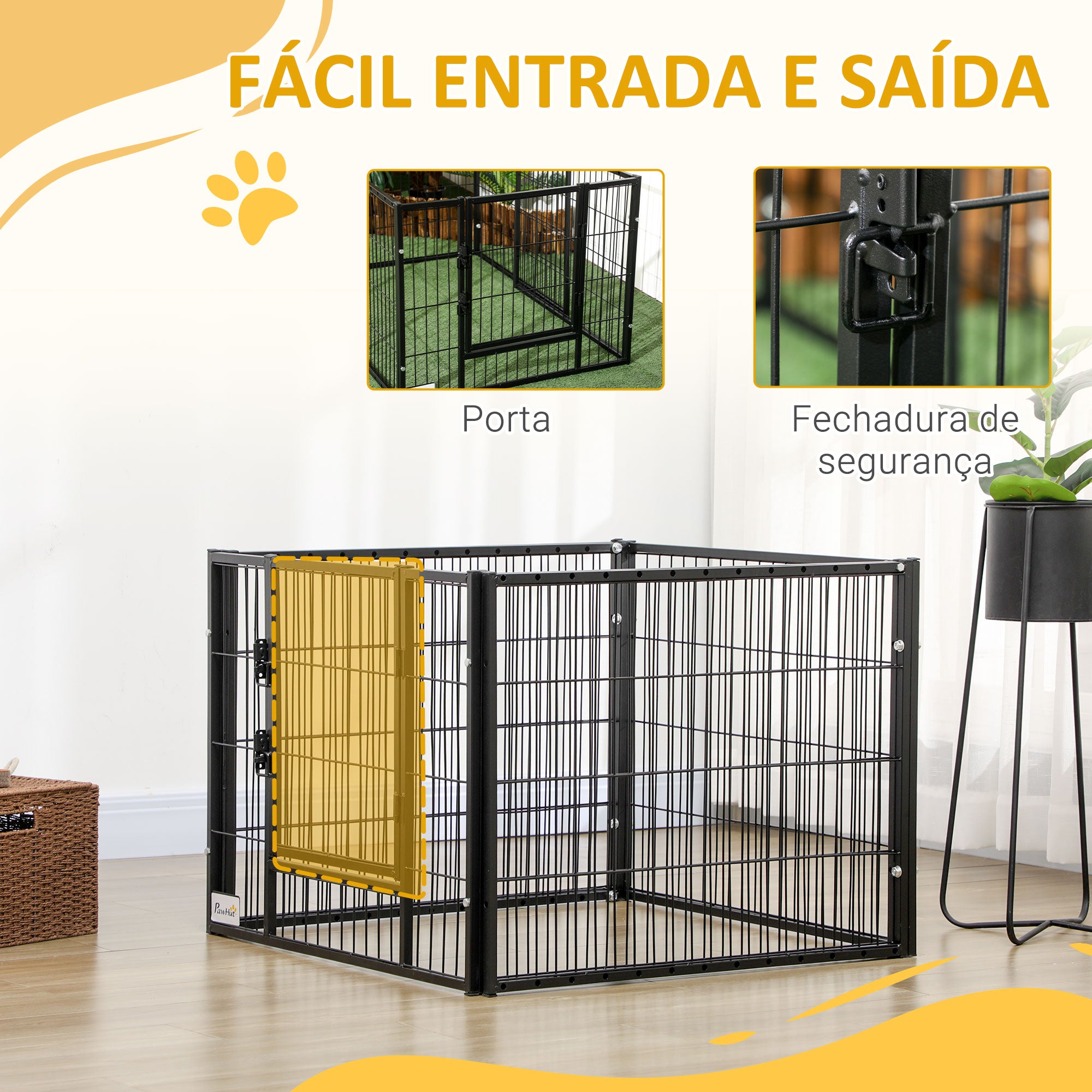 Parque para Cães de 6 Painéis Ajustável 82,5-150x79x61 cm Preto