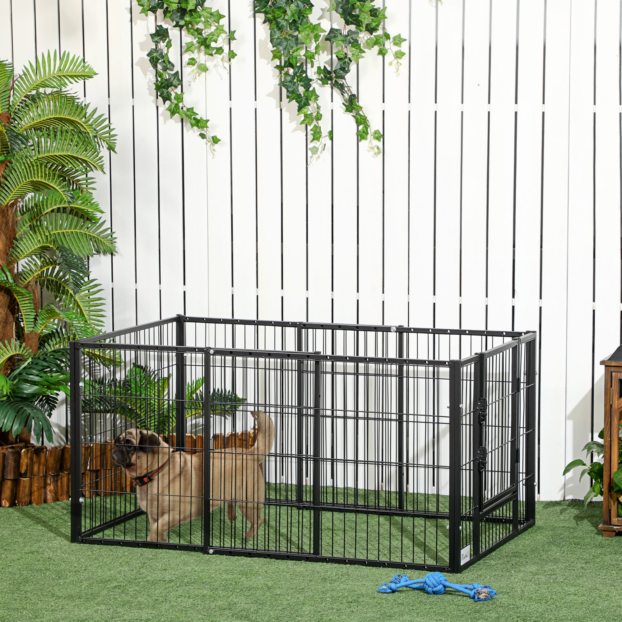 Parque para Cães de 6 Painéis Ajustável 82,5-150x79x61 cm Preto