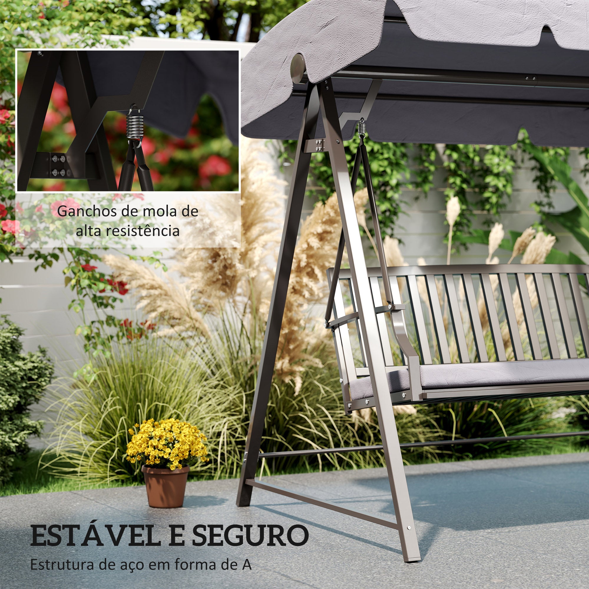 Baloiço de Jardim 205x133x181 cm - Grey