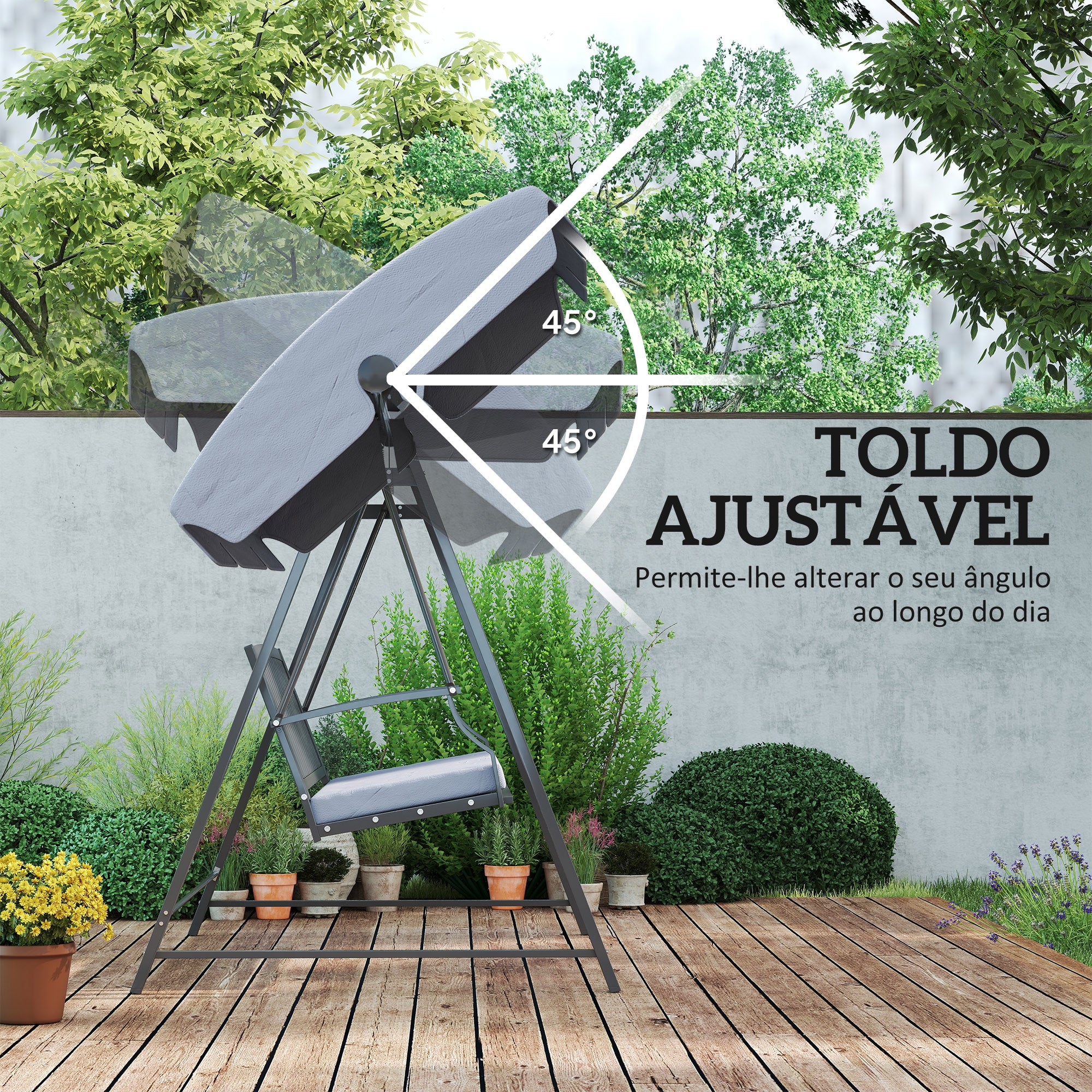 Baloiço de Jardim 205x133x181 cm - Grey