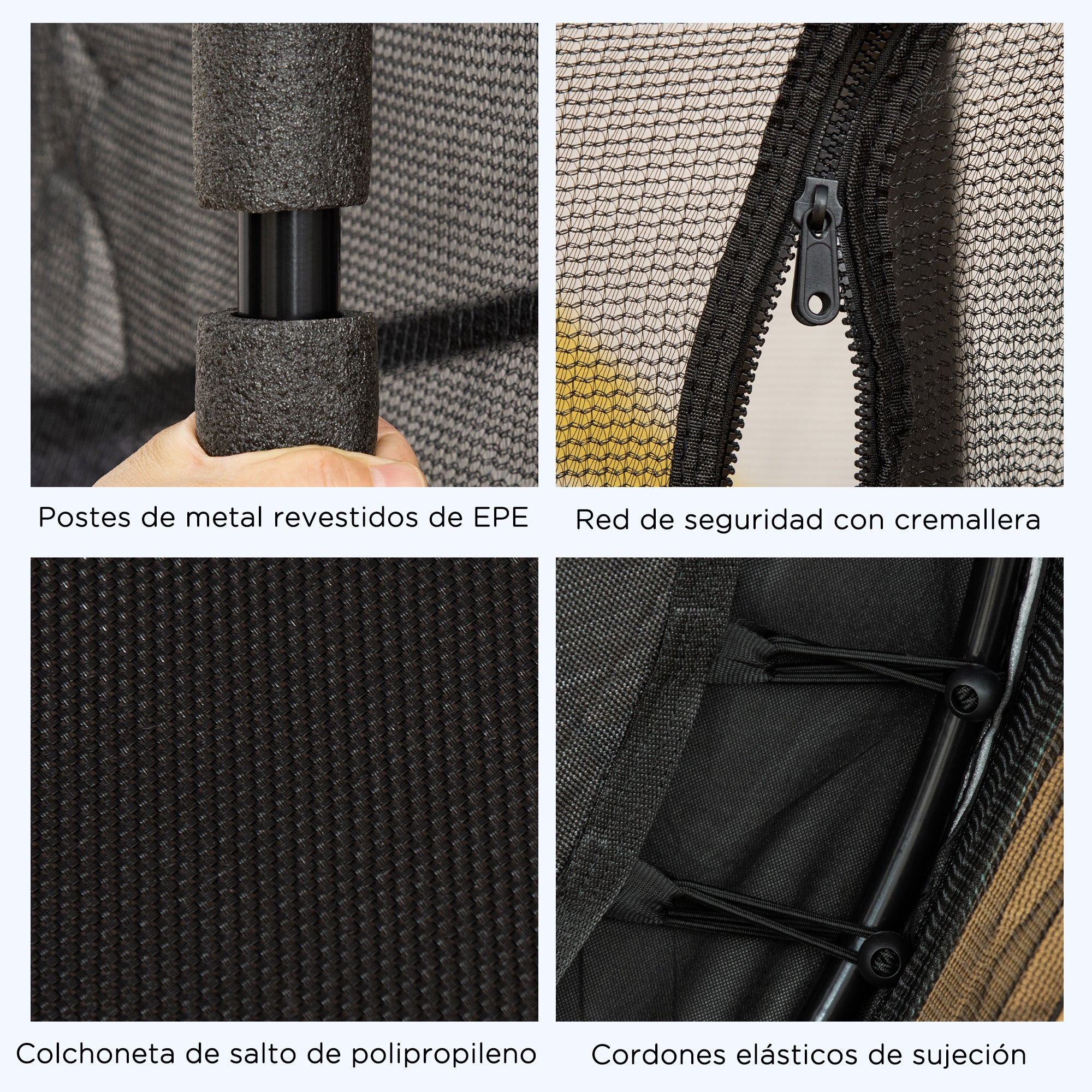 Trampolim Infantil Preto 163x163x163 cm com Rede de Segurança