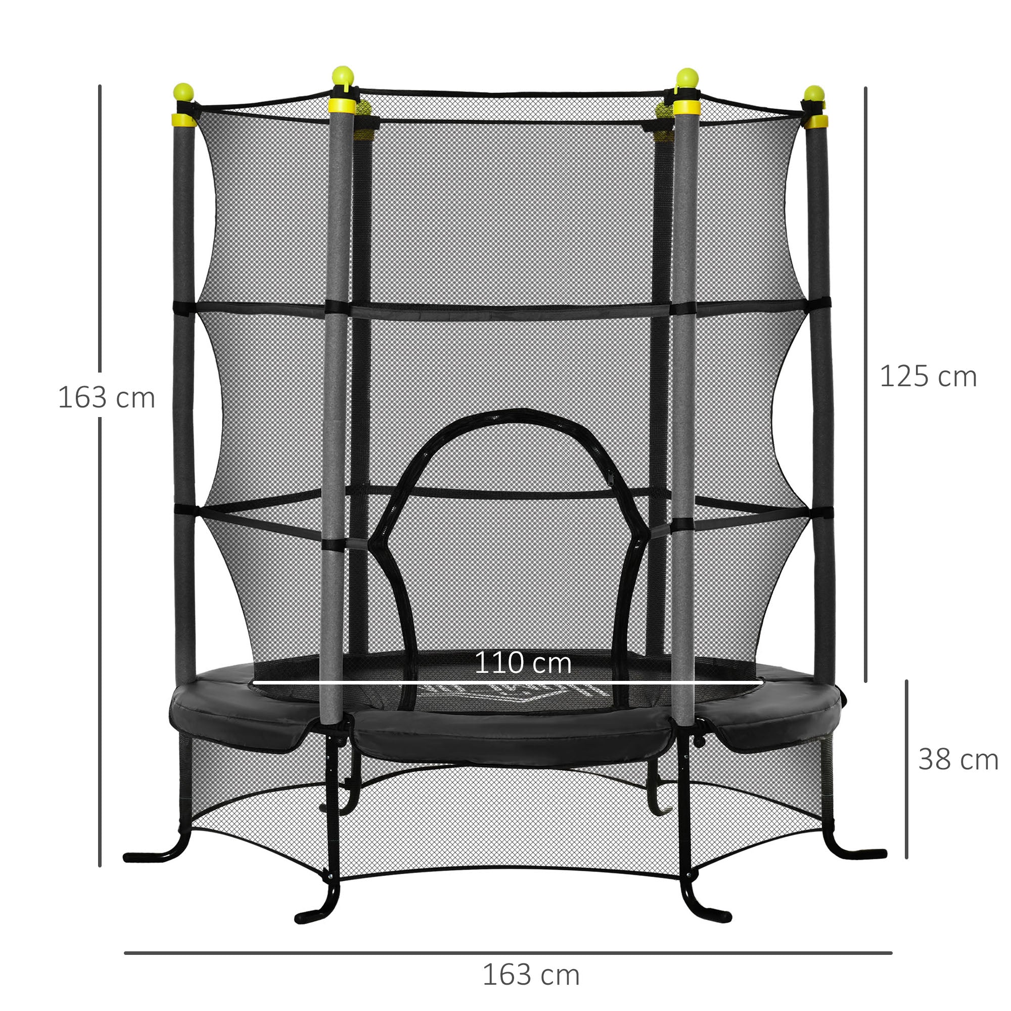 Trampolim Infantil Preto 163x163x163 cm com Rede de Segurança