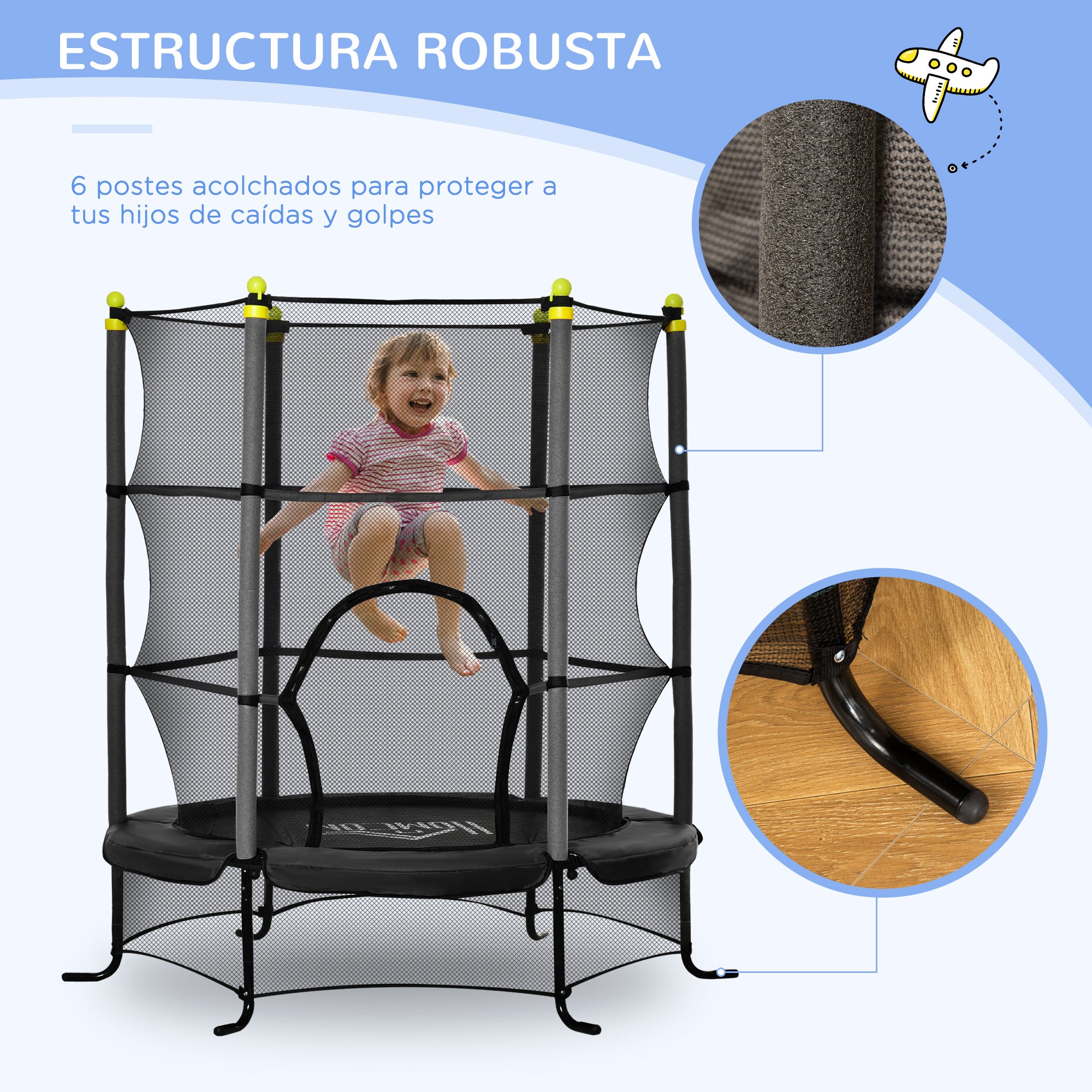 Trampolim Infantil Preto 163x163x163 cm com Rede de Segurança