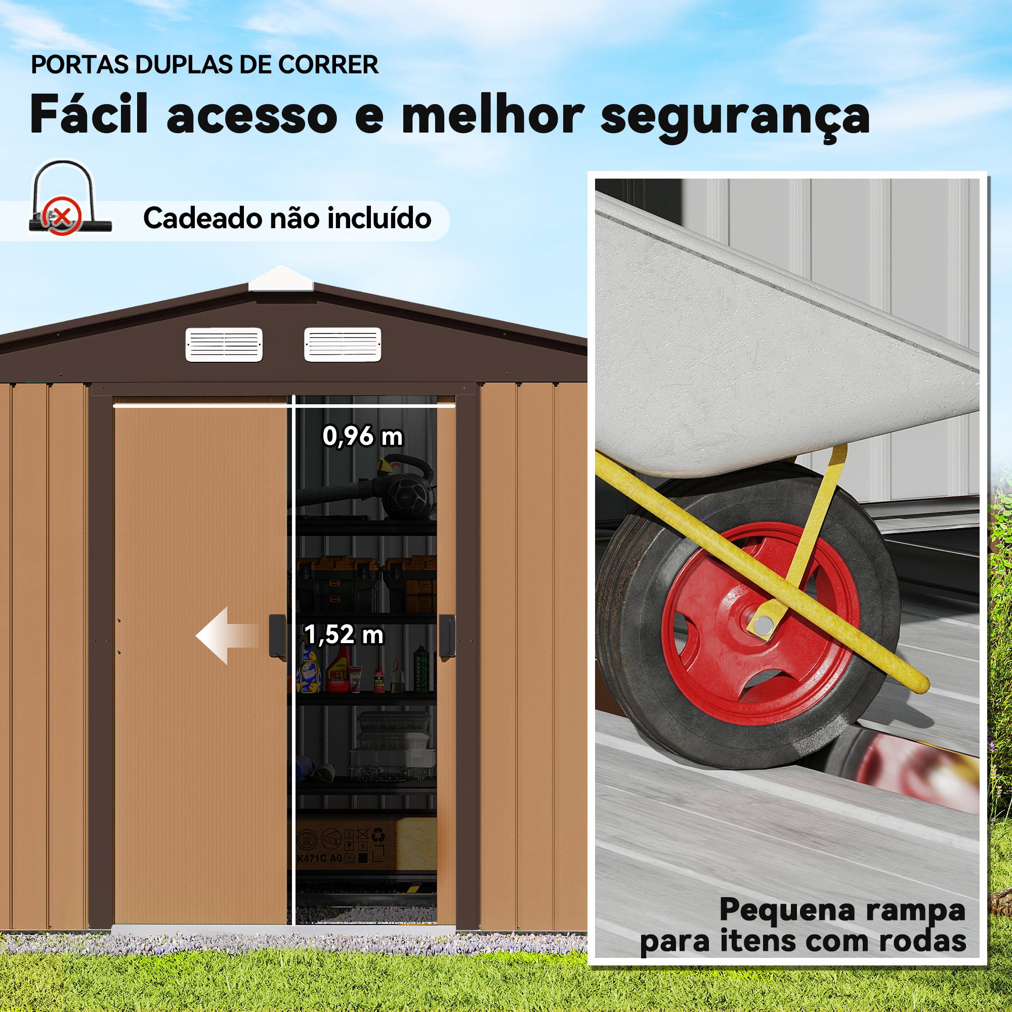 Abrigo de Jardim Exterior 277x195x192 cm Marrom