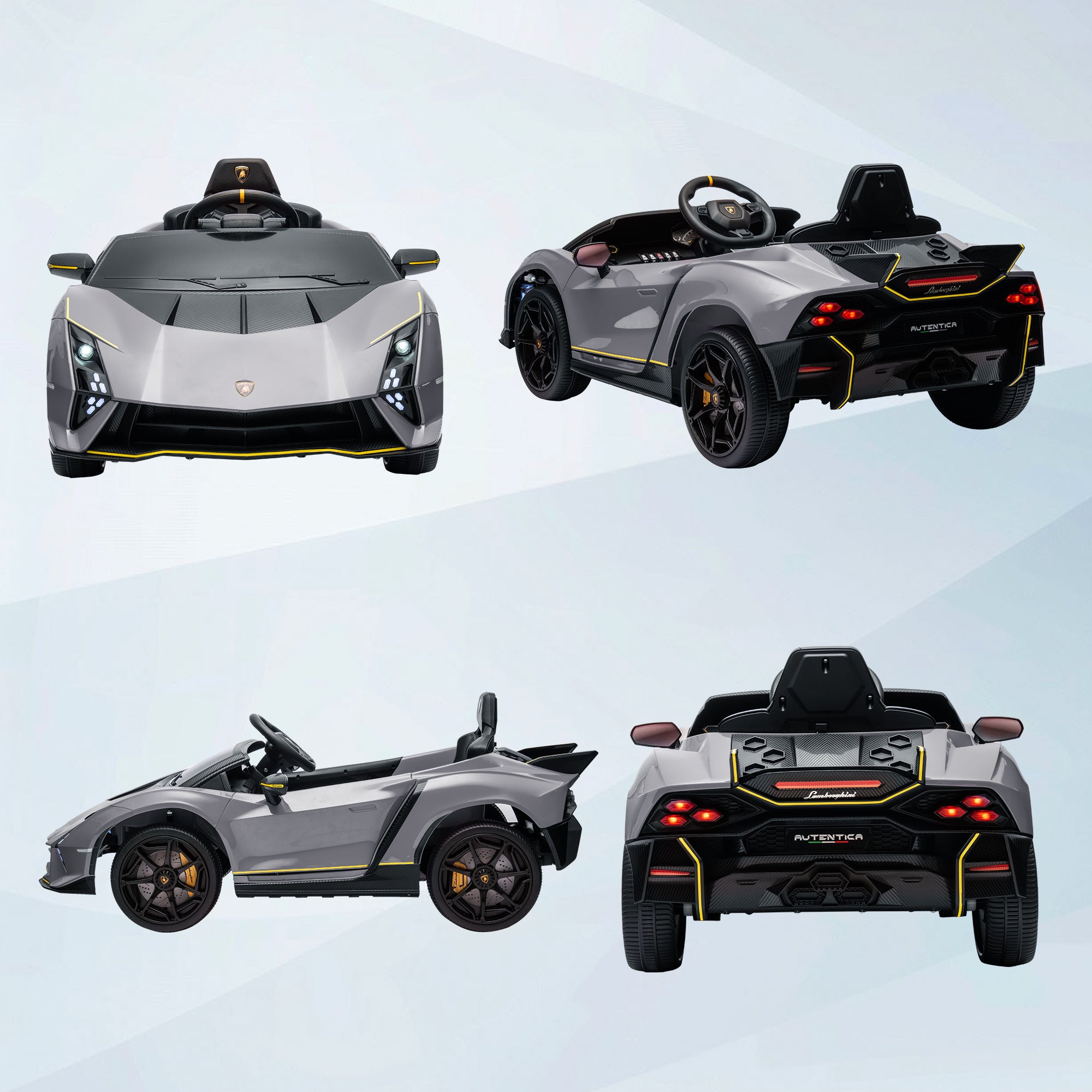Carro Elétrico para Crianças 114,5x64x45,5 cm Cinzento