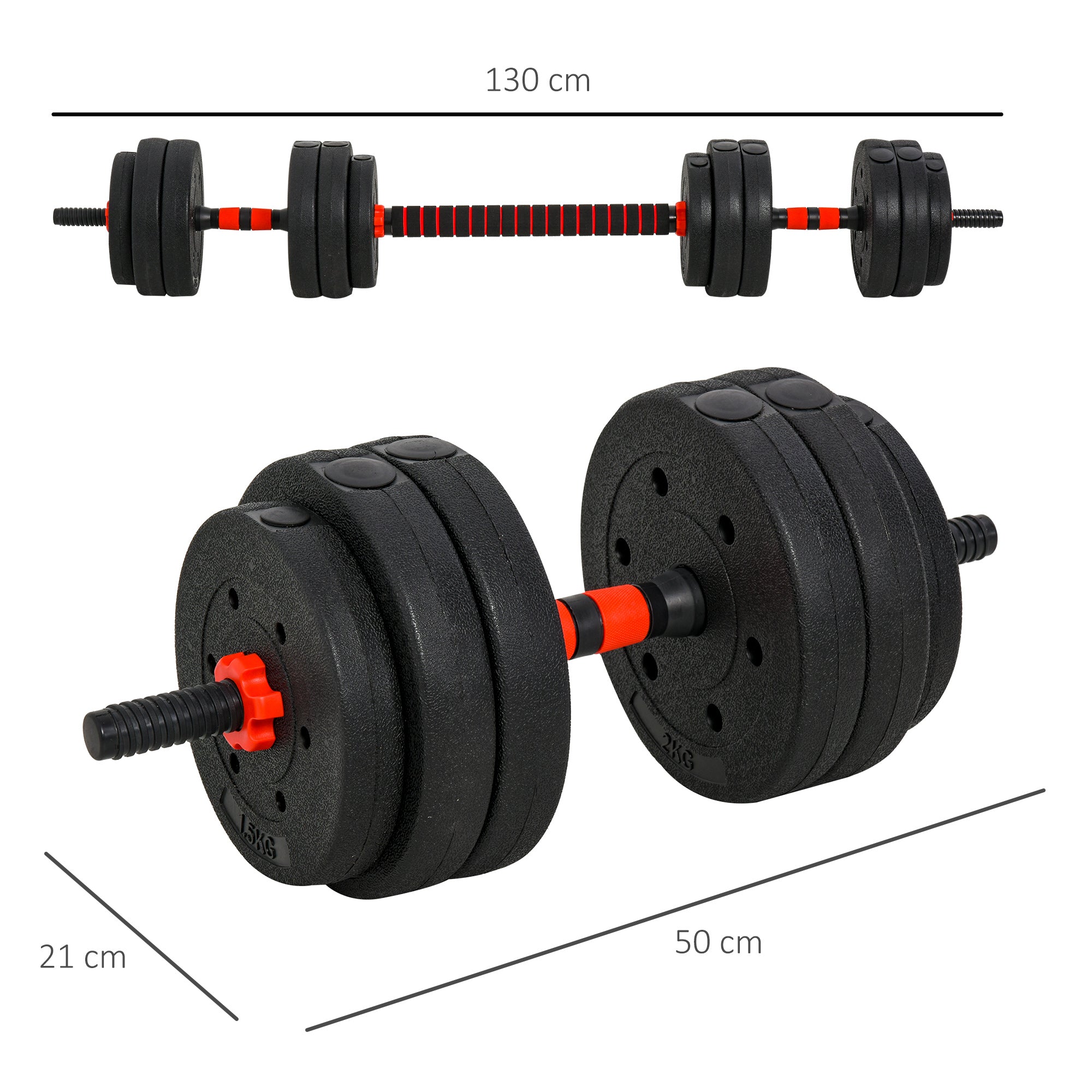 Conjunto de Halteres 2 em 1 - 25 kg - Preto Ø25x4 cm