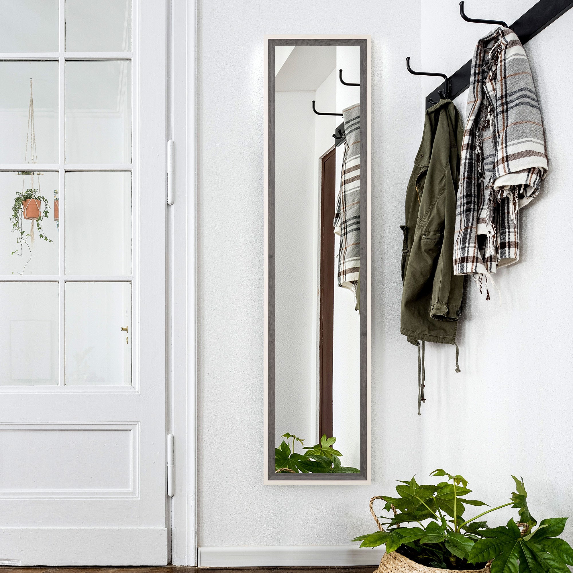 Espelho de Pé 37x157 cm Branco e Cinza