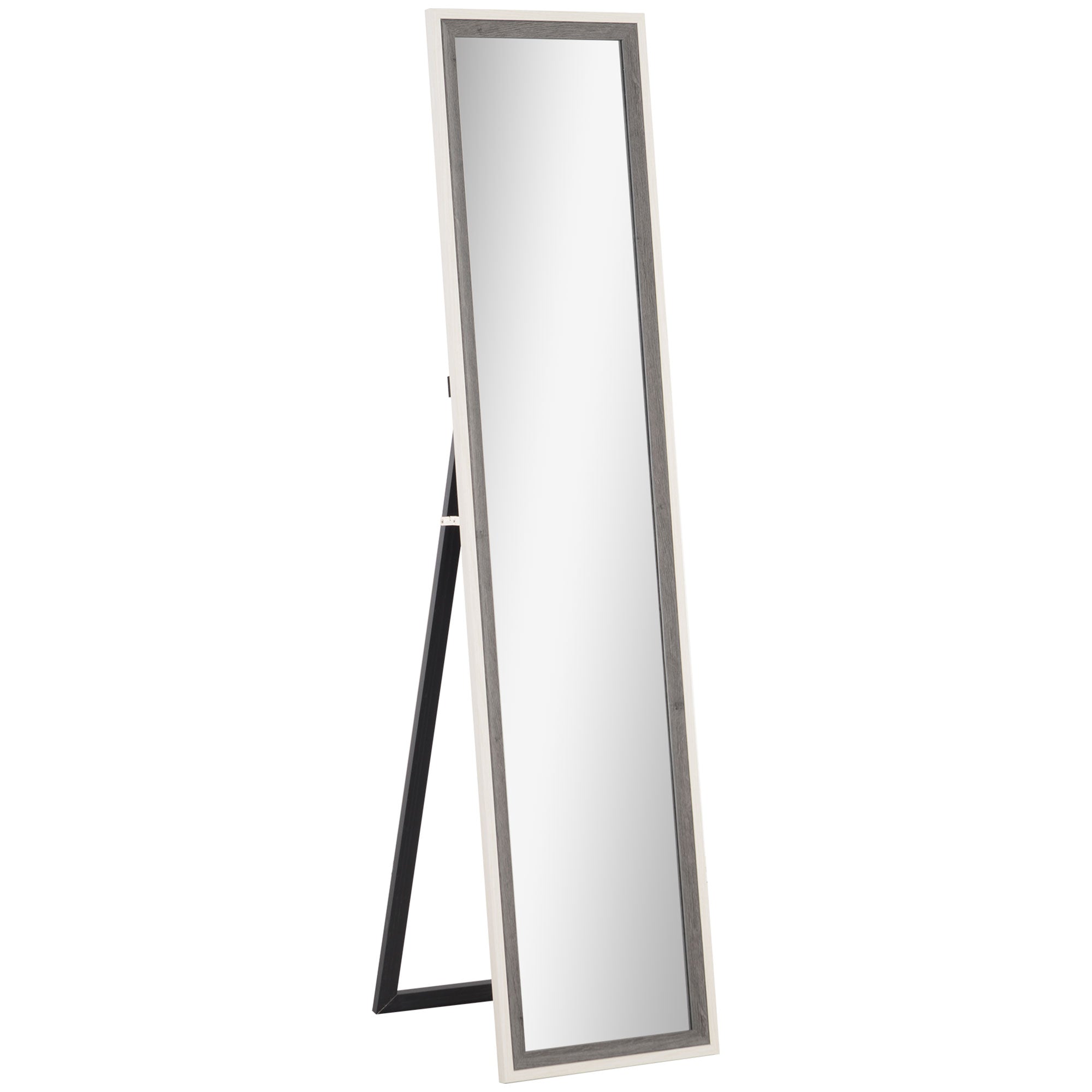 Espelho de Pé 37x157 cm Branco e Cinza